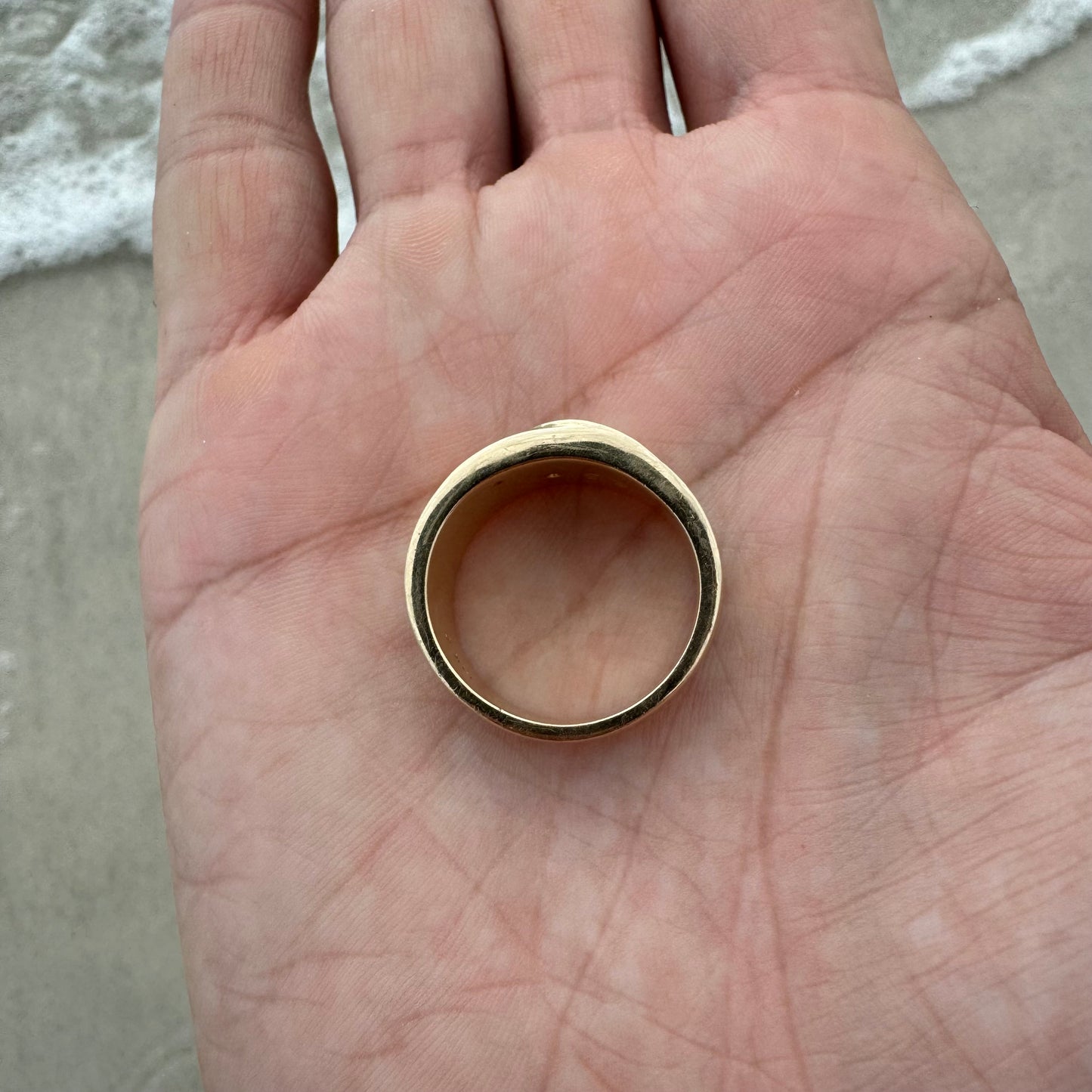 Vintage 22k Raw Gold Nugget Inlaid .15CT Natural VVS Diamond 14k Yellow Gold Ring (9.5)