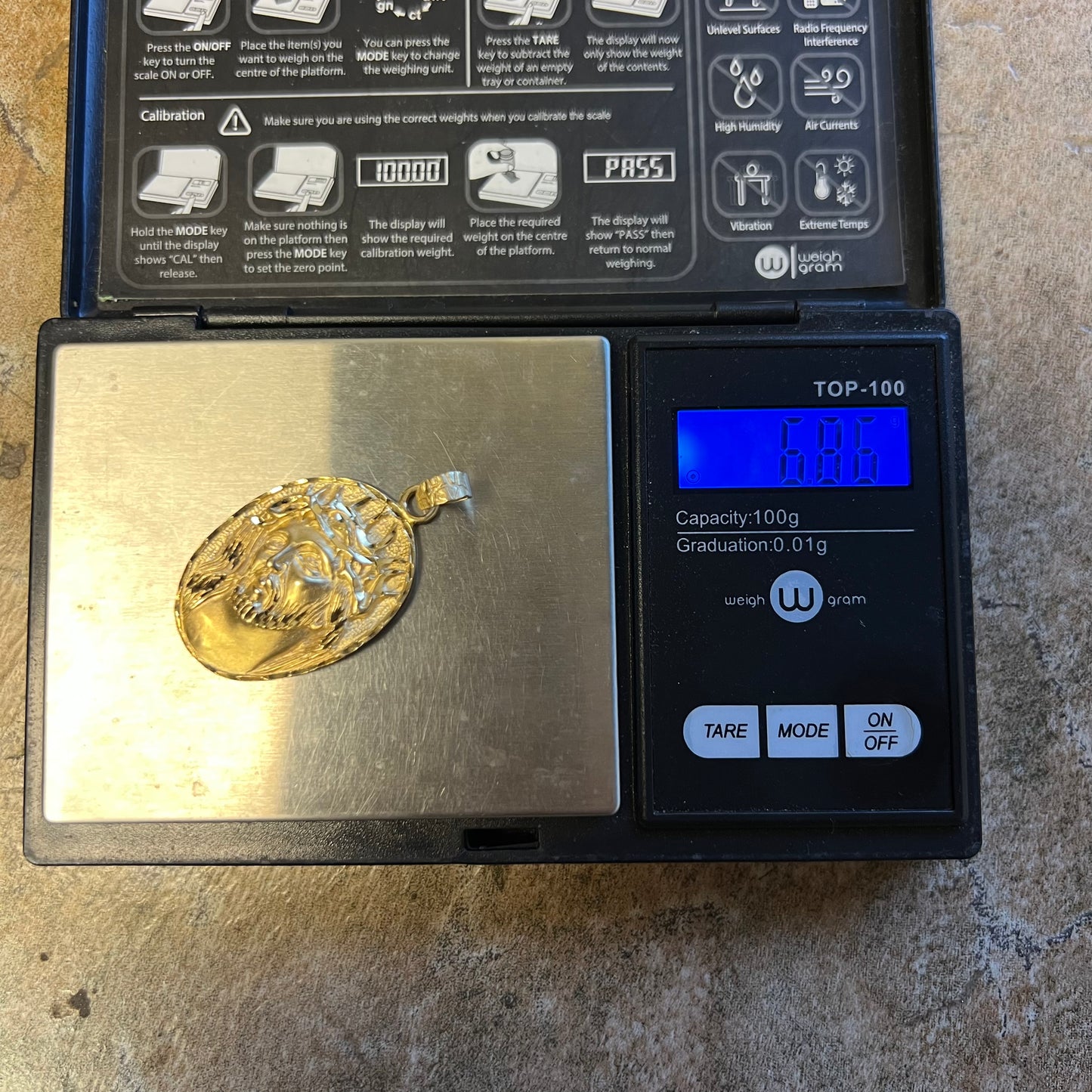 1984 Solid 14k Yellow Gold Suffering Jesus Piece Pendant