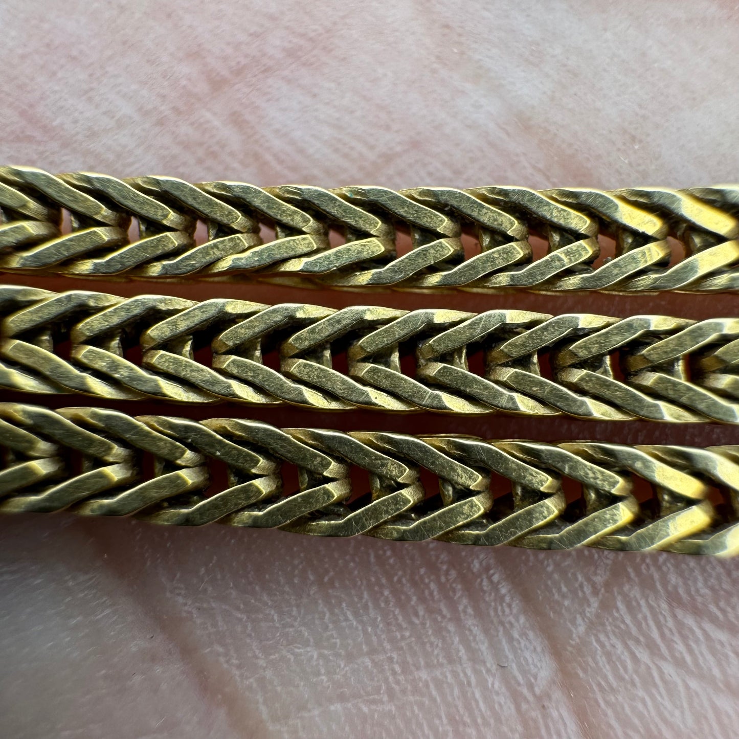 Vintage Solid 18k Yellow Gold Old School Italian Franco Link Necklace (19.5”)