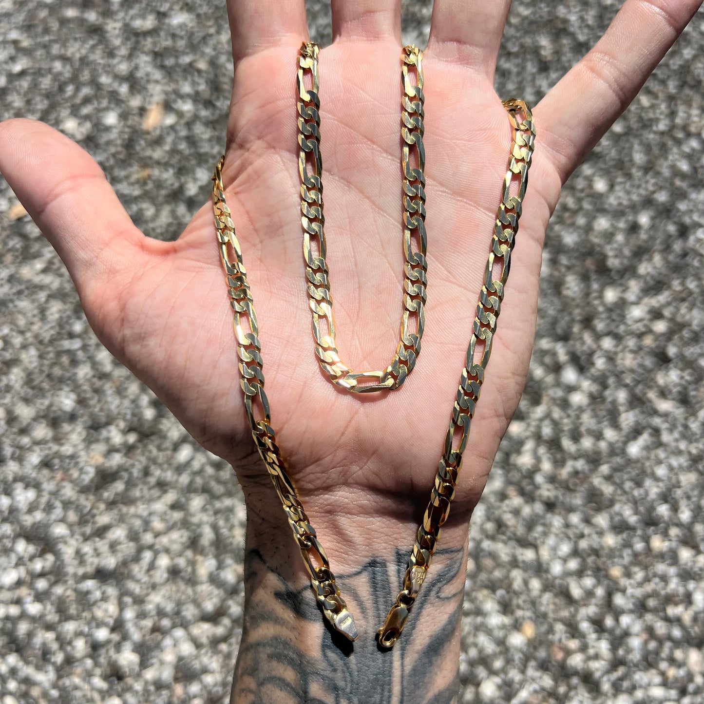 1990’s Solid 10k Beveled Edge Italian Figaro Link Necklace (22”)