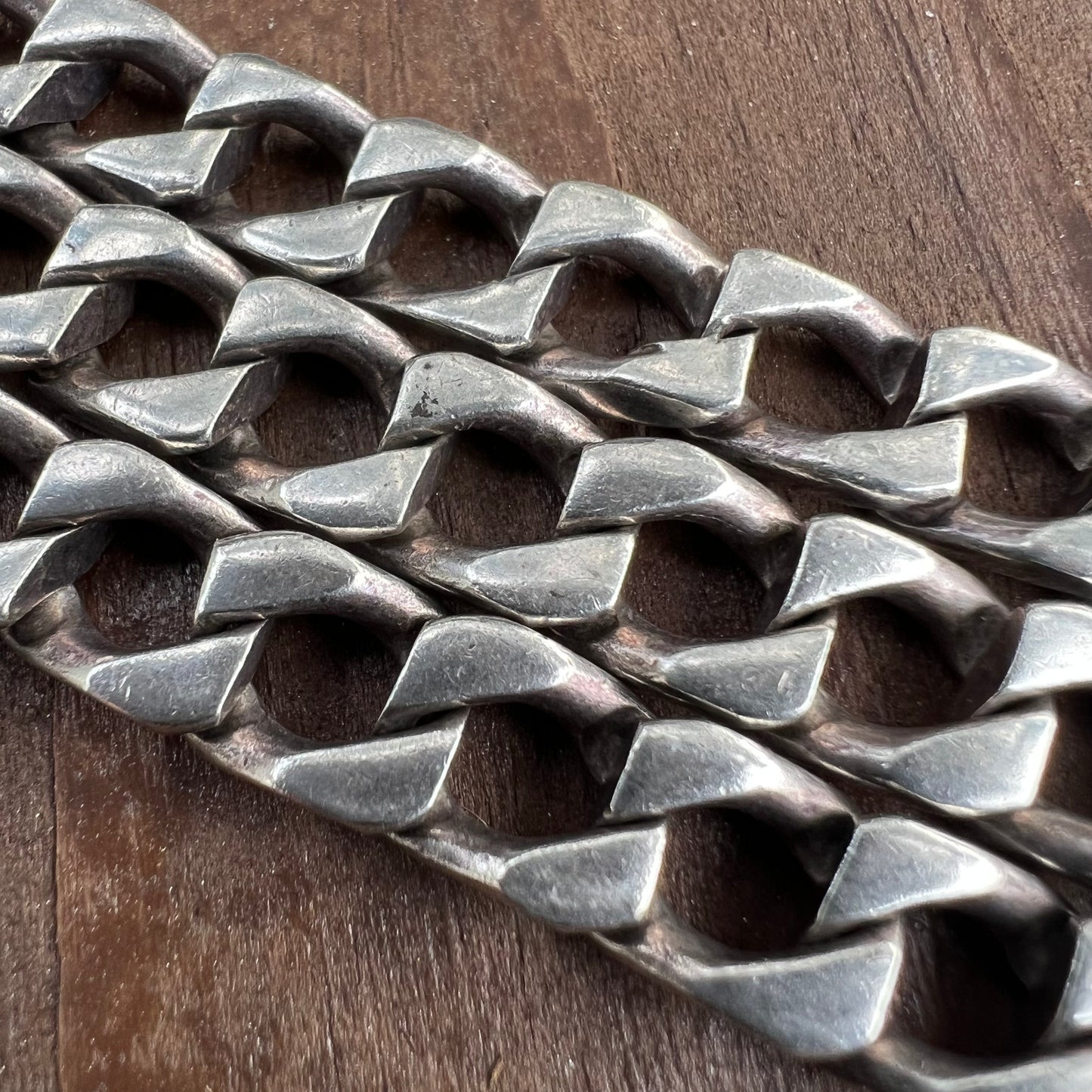 1970’s/80’s TAXCO Solid Sterling/.925 Heavyweight Handmade Blocked Cuban Link Necklace (21”)