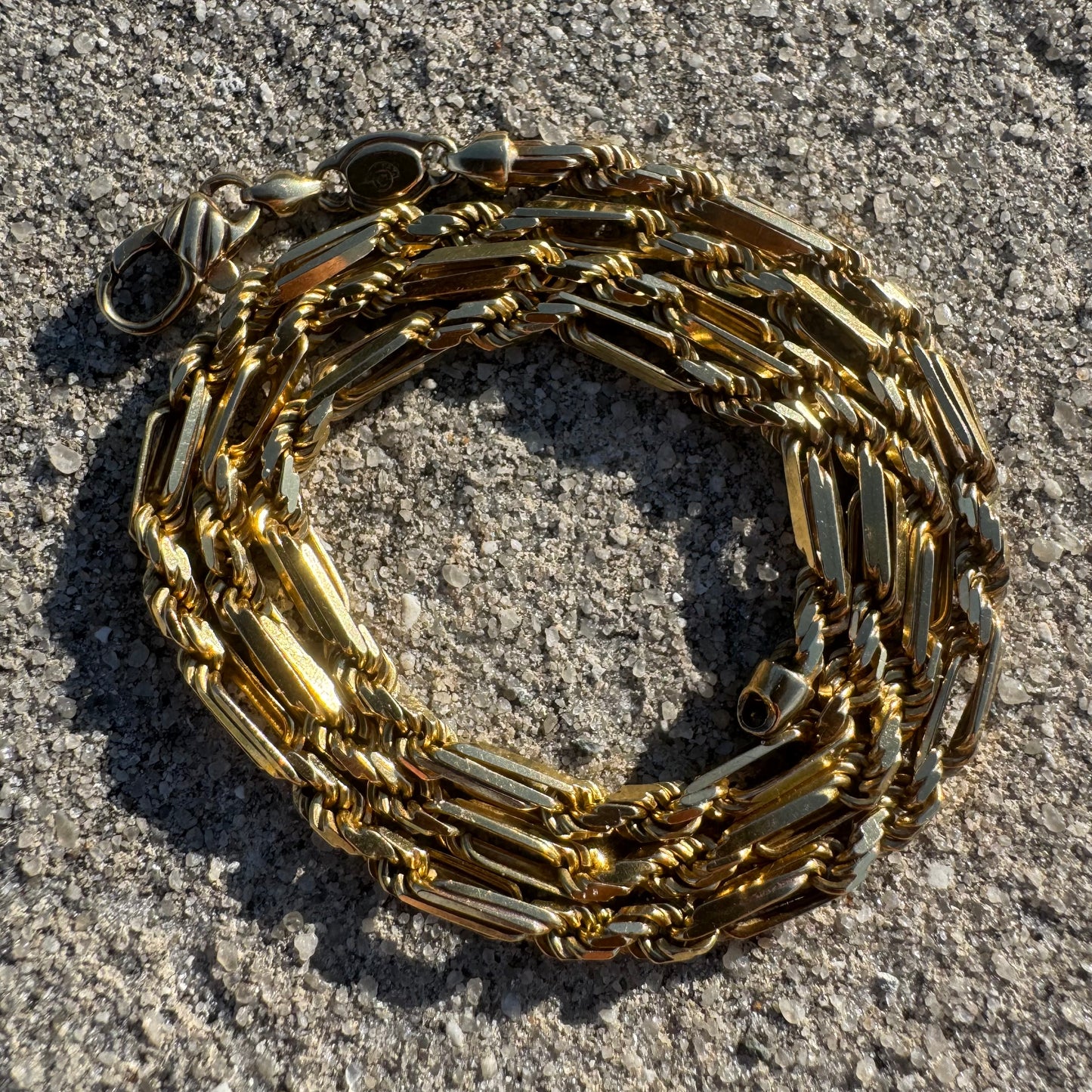 1990’s Solid 14k Heavyweight Diamondcut Yellow Gold “Figarope” Necklace (20”)