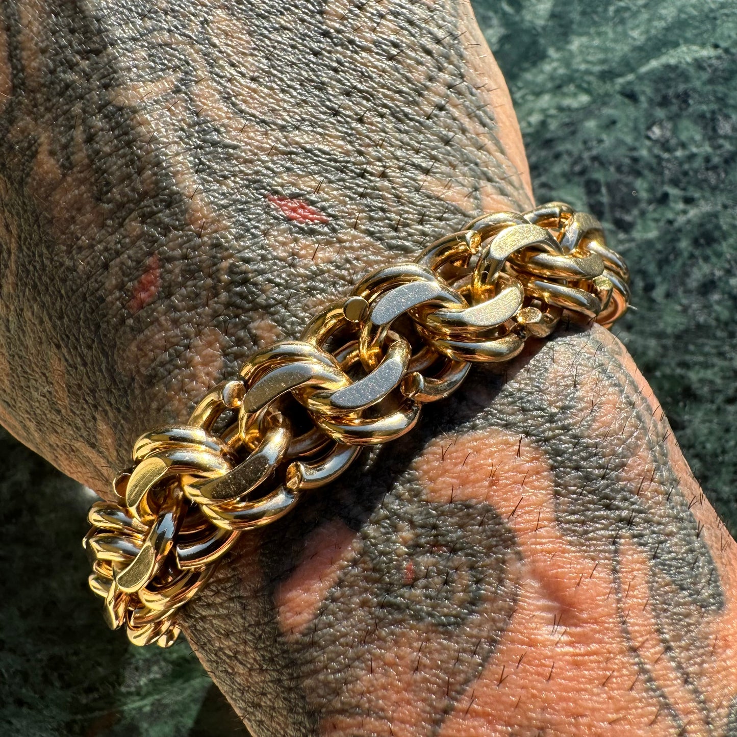 Mid-Century Tiffany & Co. Solid 14k Yellow Gold Heavyweight Chunky Chino Link Bracelet (8”)