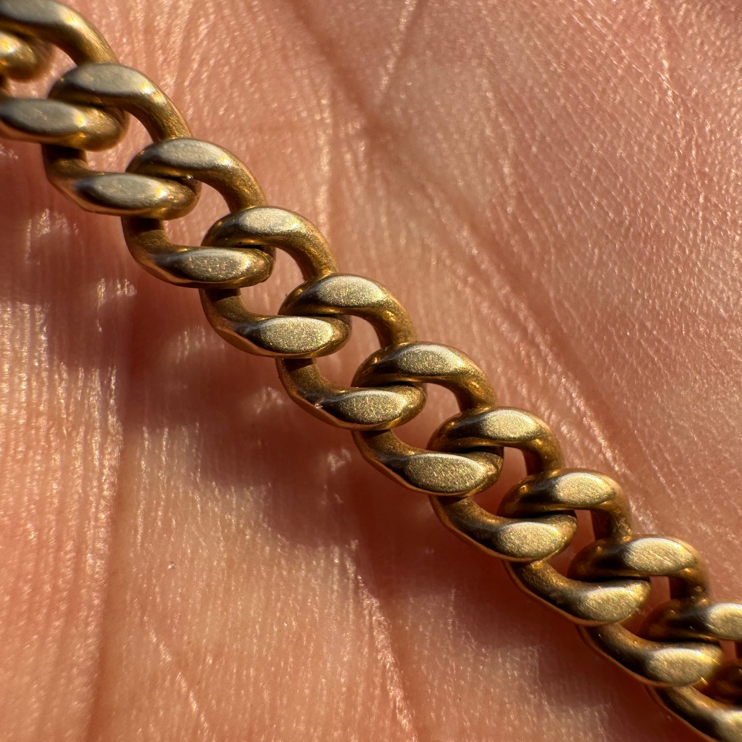 1924 Solid 14k Yellow Gold Double Albert Curb Link Watch Chain Necklace (23”)