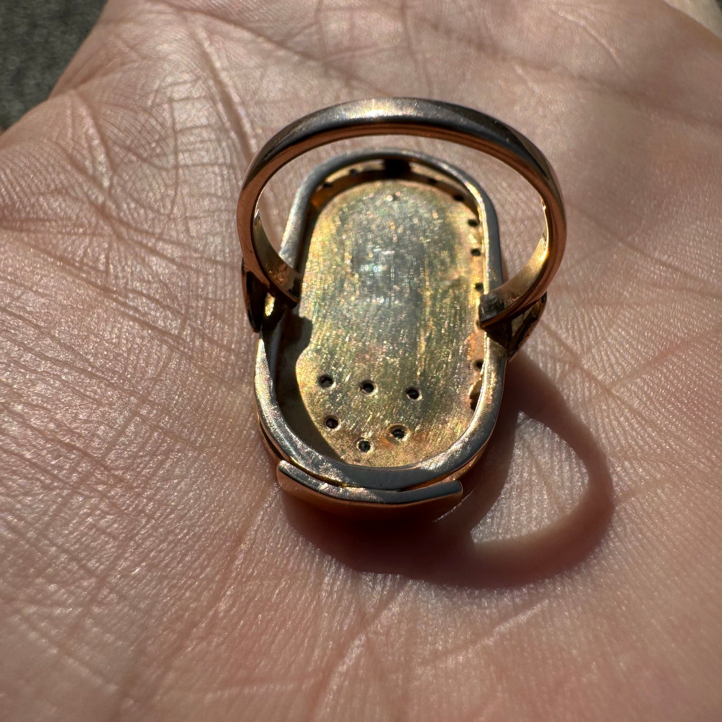 1960’s 18k Yellow Gold Egyptian Hallmarked Gemstone Encrusted Scarab Ring (5.75)
