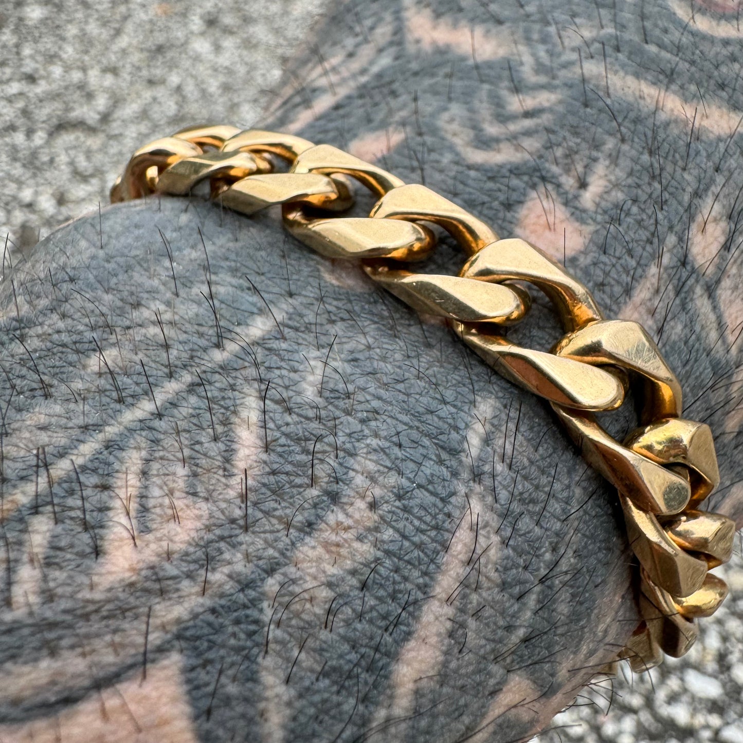 Vintage Solid 14k Yellow Gold Super Heavyweight Chunky Cuban Curb Link Bracelet (8.75”)