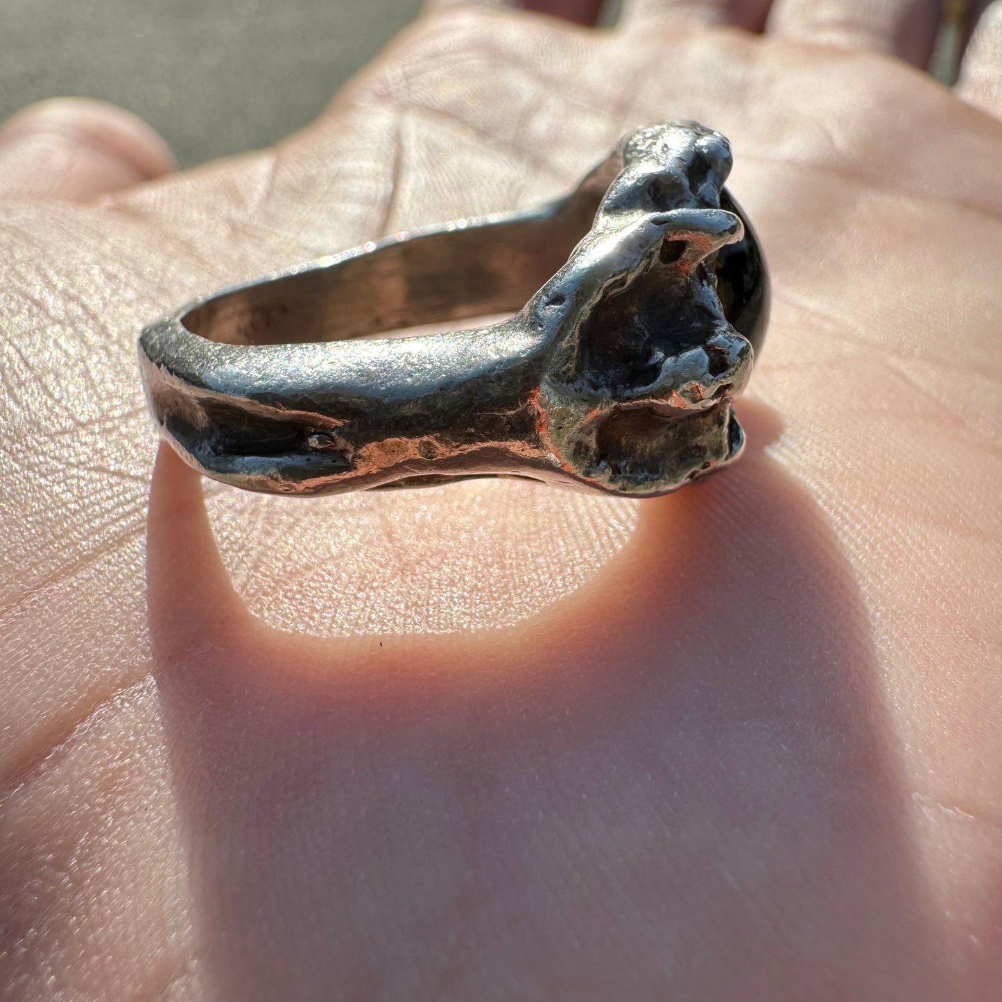 Pre-WW2 Heavyweight Sterling/.925 Prosthetic Eye Cherub Ring (11)