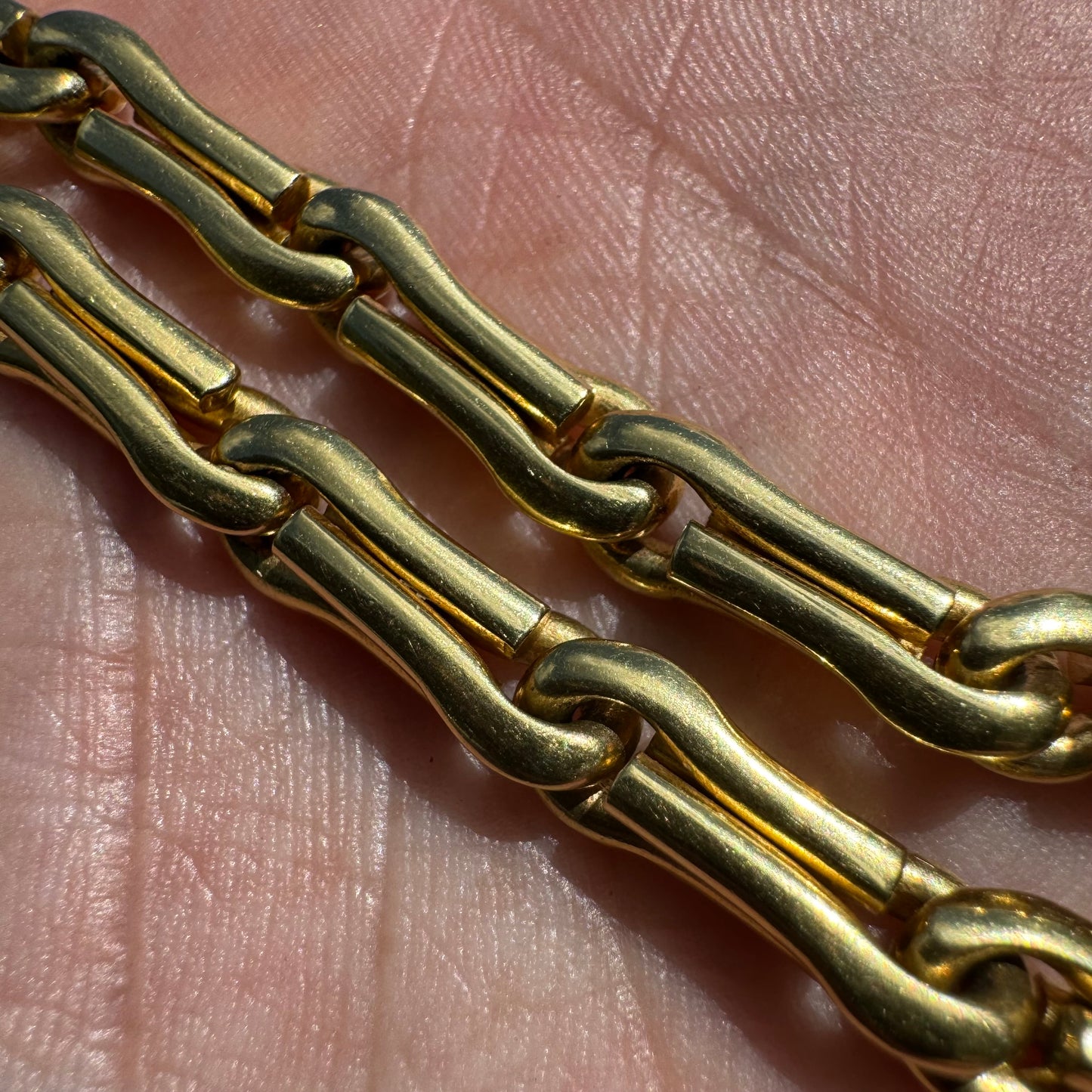 Vintage Solid 14k Yellow Gold Unique Link Designer Bracelet By “La Pepite”(8”)