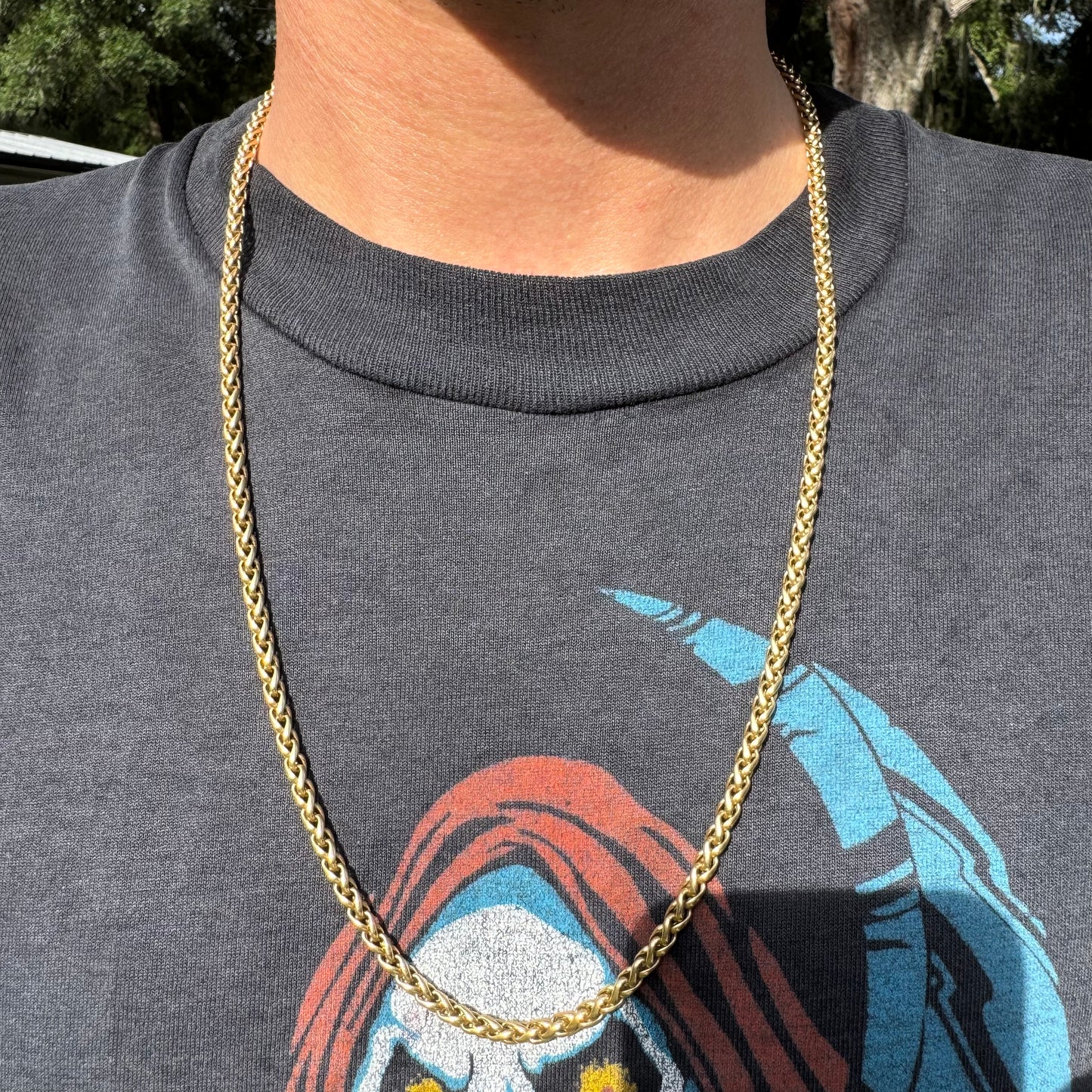David Yurman 18k Yellow Gold Wheat Link Necklace (26”/4mm)