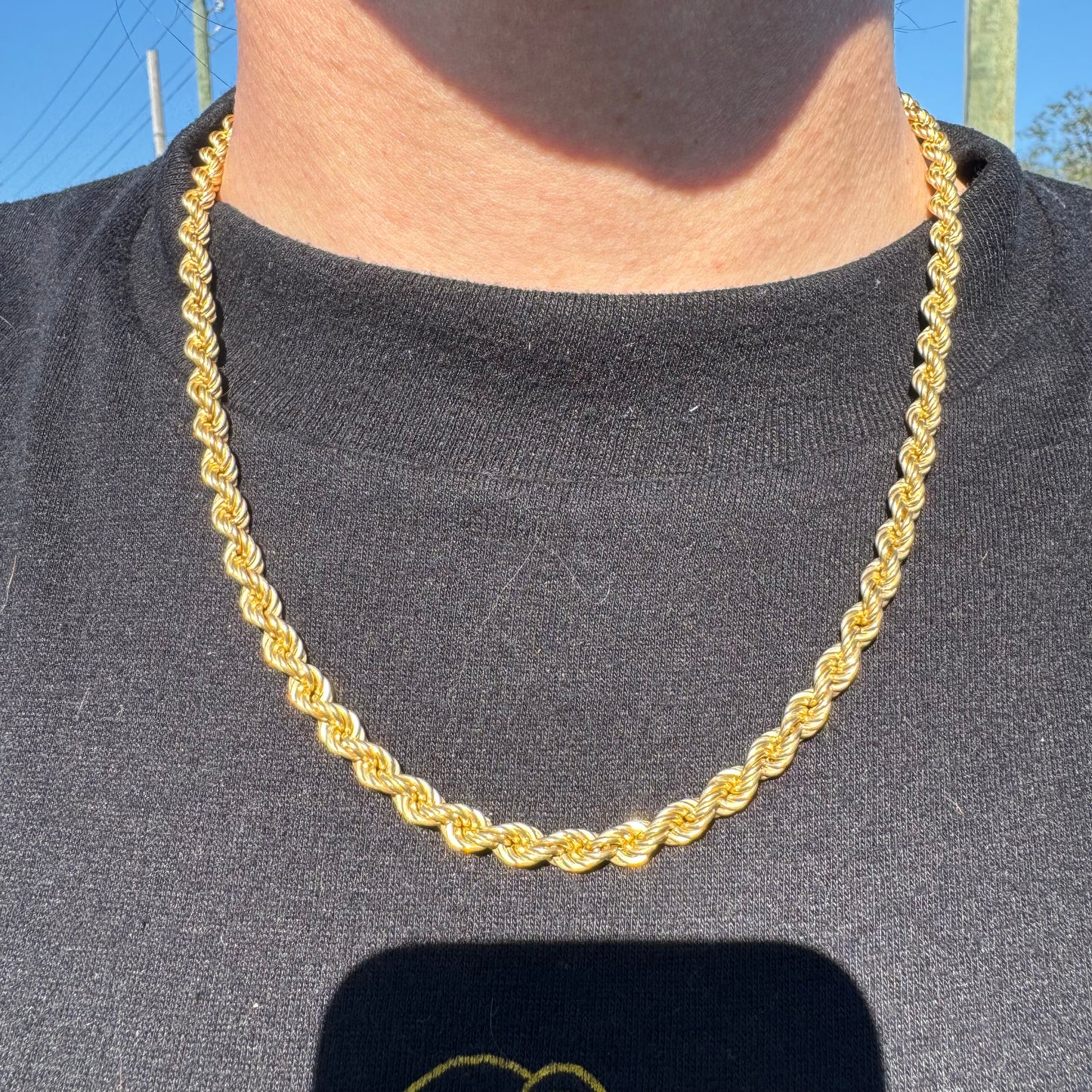 Vintage Italian 18k Yellow Gold Classic Braided Rope Chain Necklace (20”)