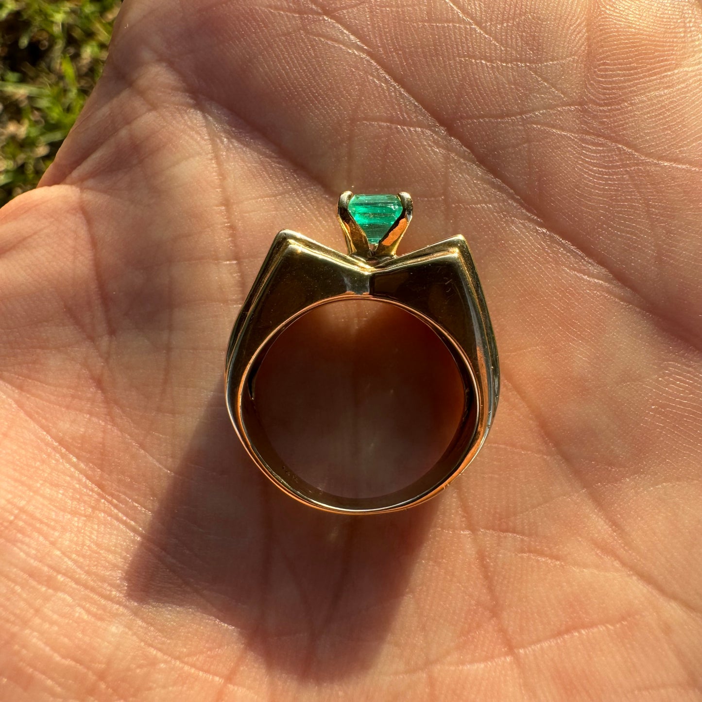 Custom 14k Yellow Gold 1.3Ct Natural Columbian Emerald & .70Ctw Natural Diamond Ring (6.25)