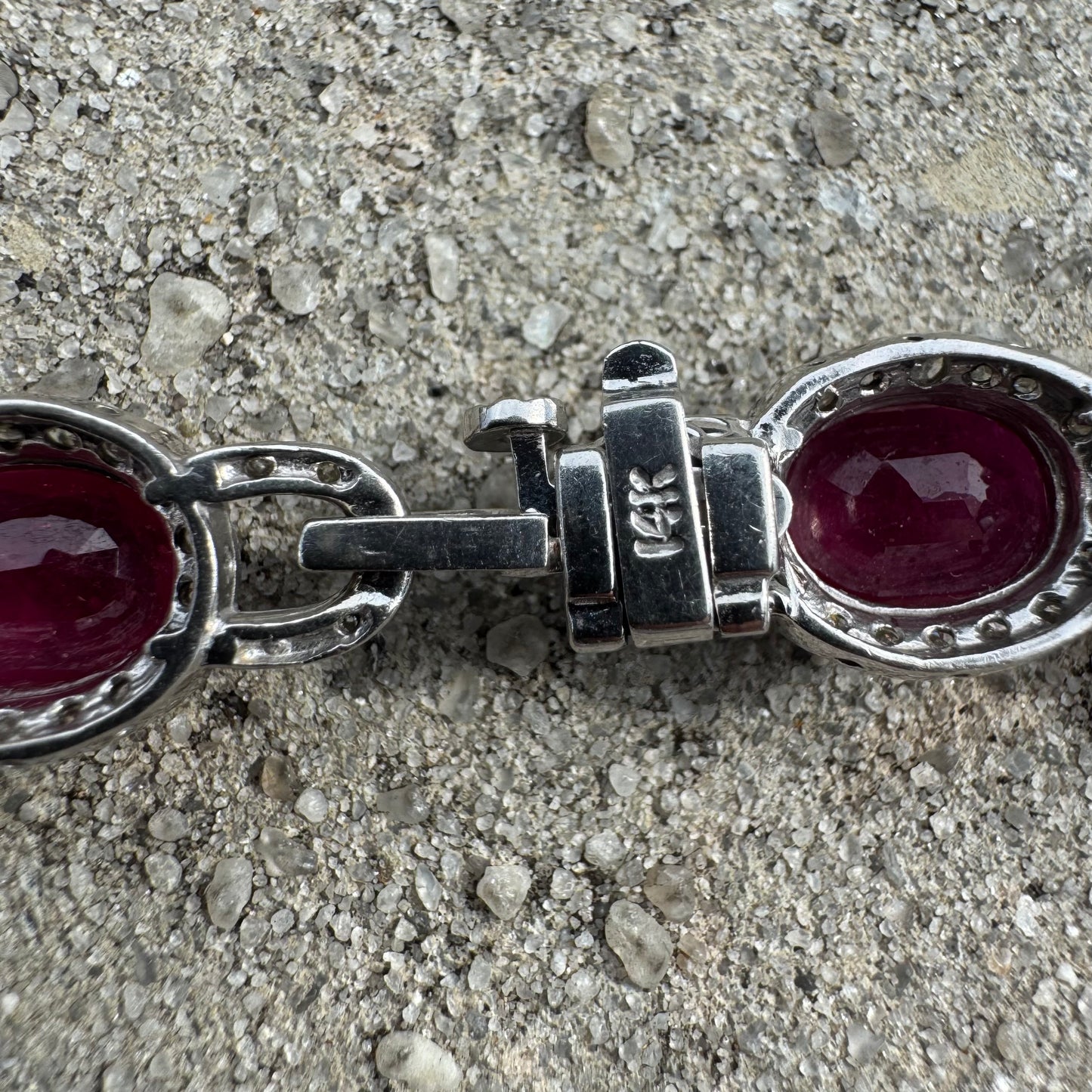 14k White Gold 20ctw Natural Ruby 2.5ctw Natural Diamond Bracelet (7.5”)