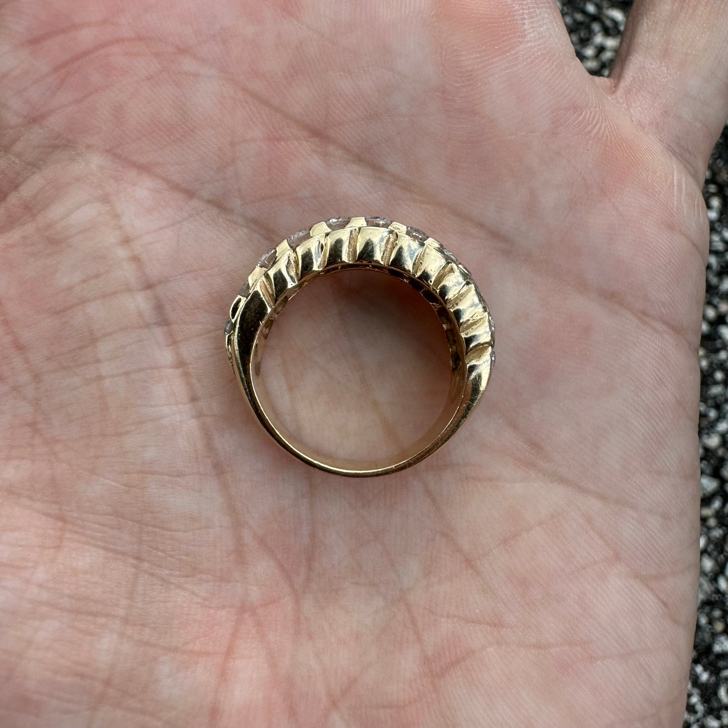 Vintage Handmade Solid 14k Yellow Gold 1.0Ctw Natural Diamond/1.25Ctw Tsavorite Garnet Ring (7.5)