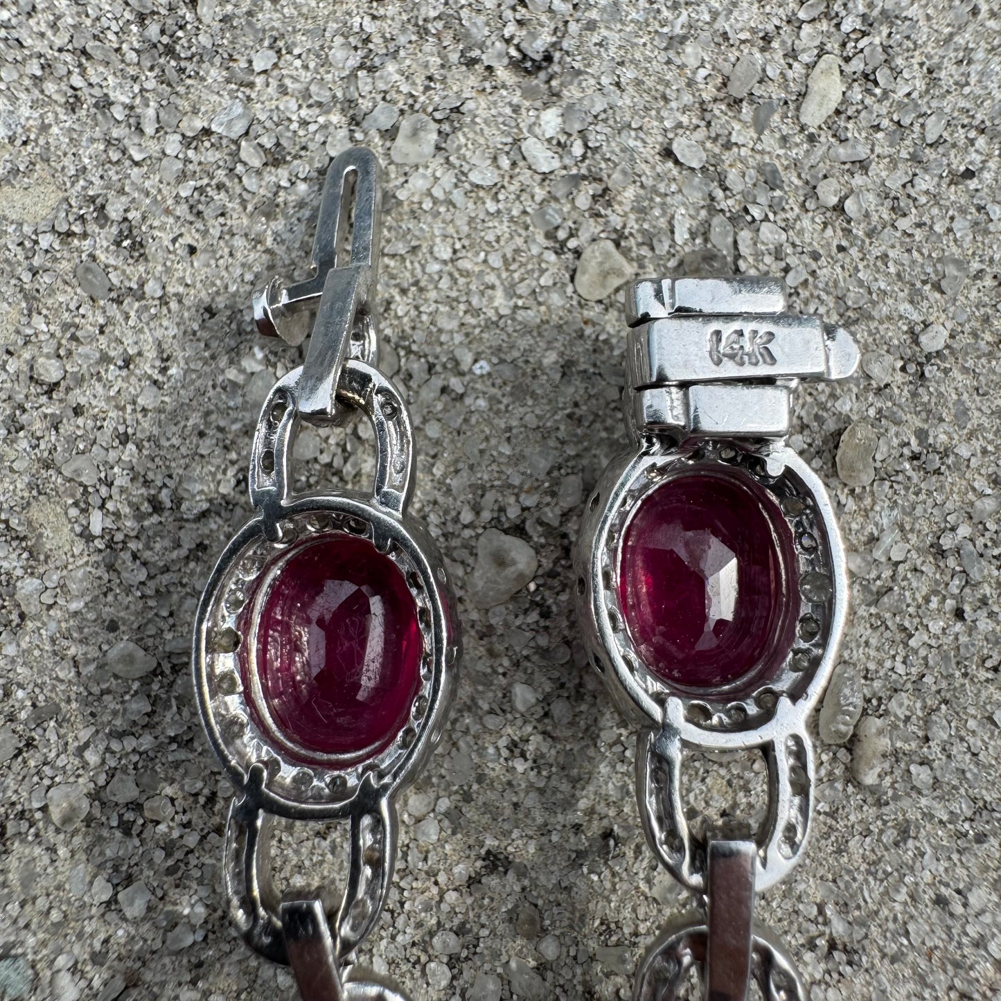 14k White Gold 20ctw Natural Ruby 2.5ctw Natural Diamond Bracelet (7.5”)