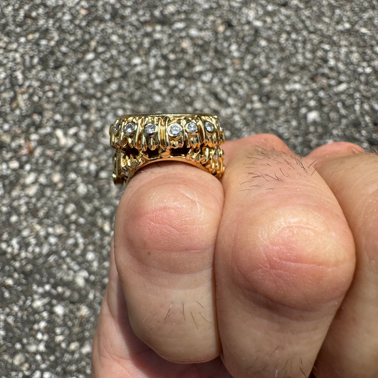 1925 $2.50 Indian Head Gold Coin 14k Yellow Gold 1.25ctw Natural VS Diamond Brutalist Ring (5)