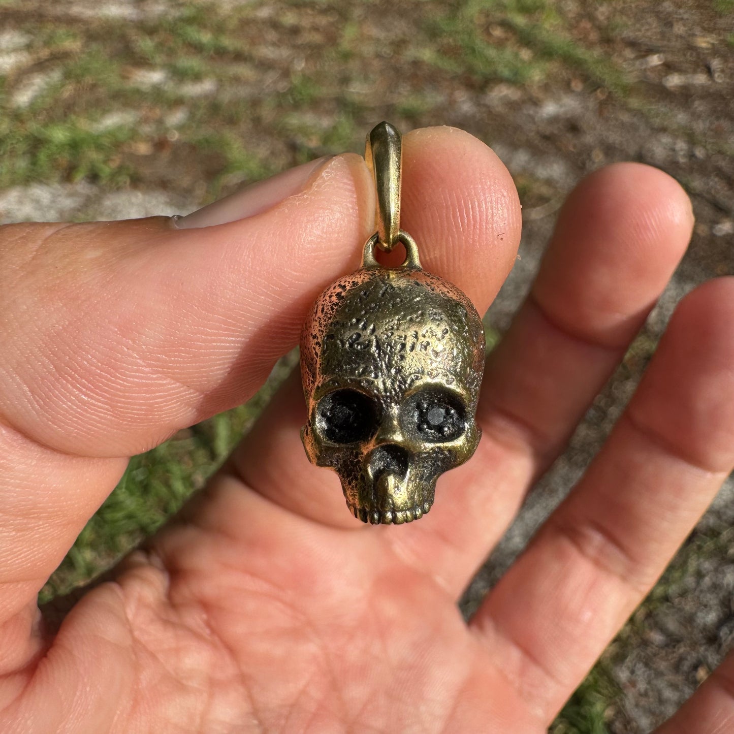 David Yurman Solid 18k Yellow Gold Memento Mori Skull Amulet Pendant