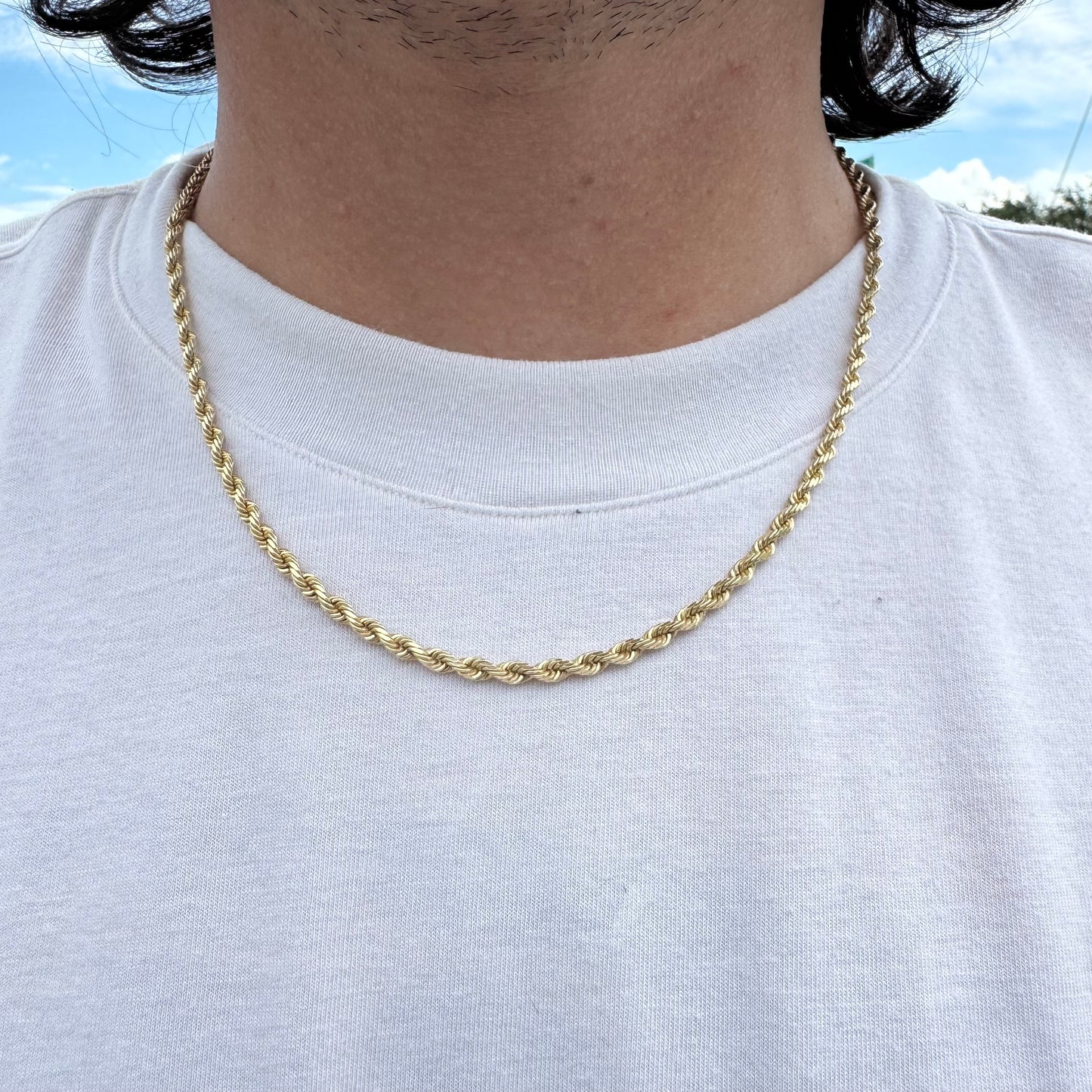 Vintage Solid 14k Yellow Gold Diamondcut Rope Chain Necklace (18.5”)