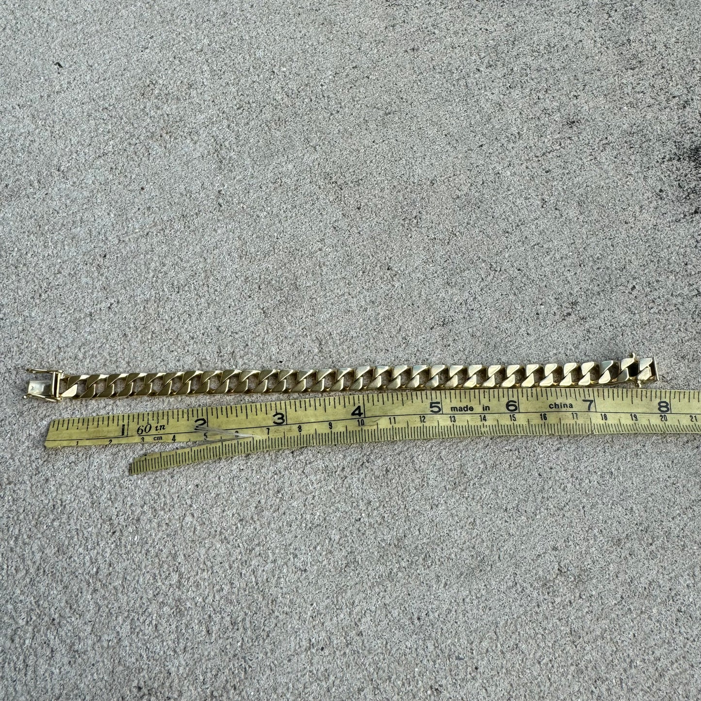 Old School Vintage Solid 14k Yellow Gold Blocked Cuban Link Bracelet (7.75”)