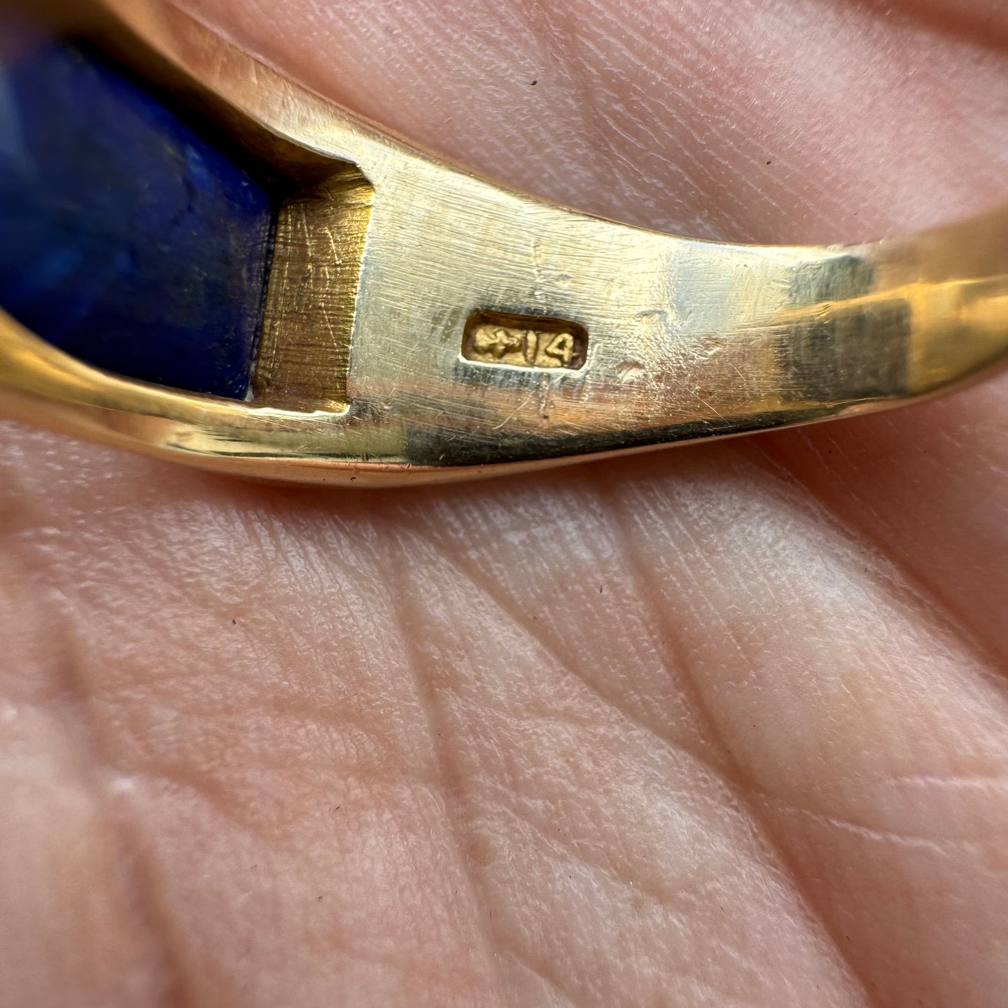 Art Nouveau 14k Yellow Gold Raw Lapis Griffin Signet Ring By Larter And Sons (6)
