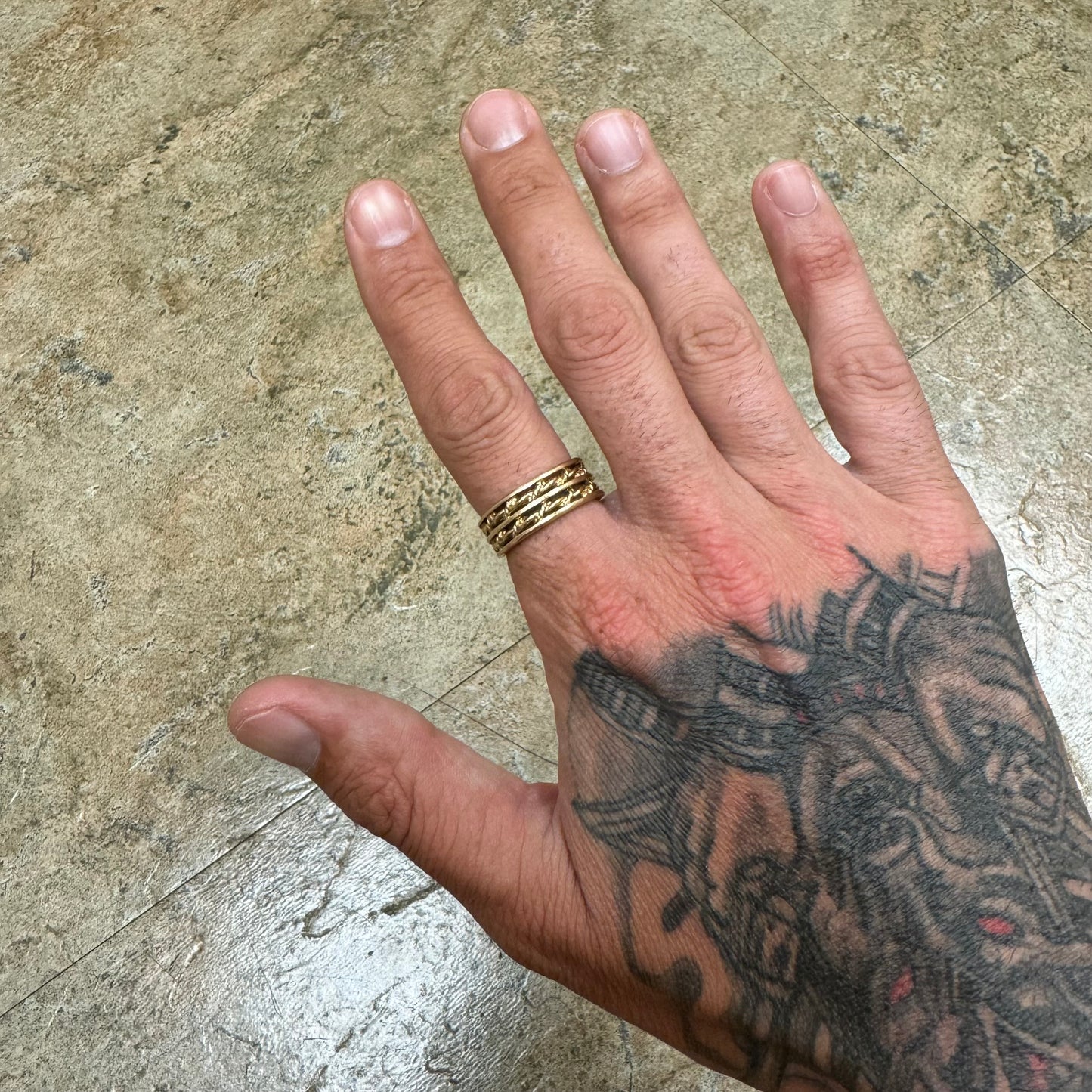 Vintage Solid 14k Yellow Gold Barbed Wire Ring (9.5)
