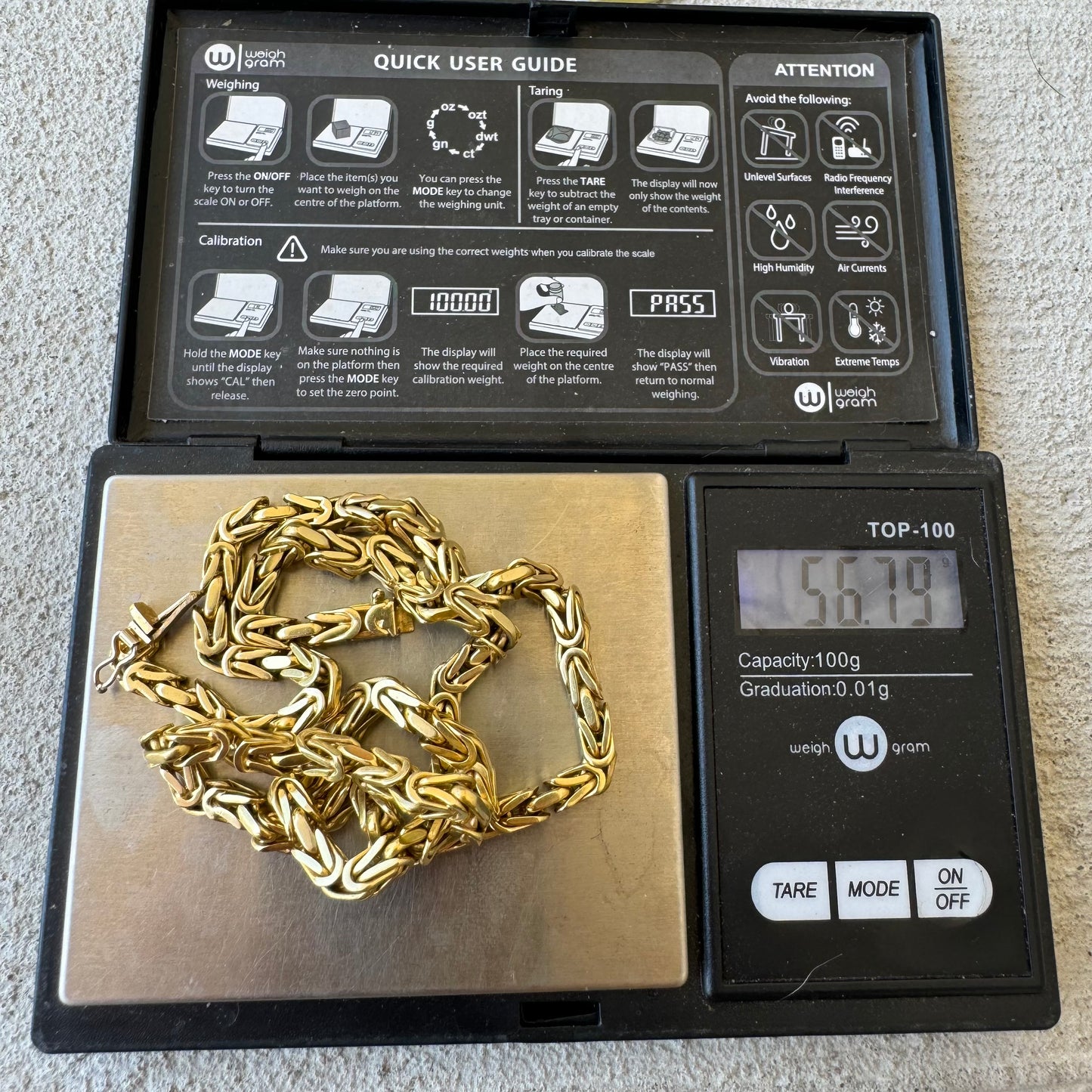 1970’s Solid 18k Yellow Gold Heavyweight Byzantine Link Necklace (18.25”)