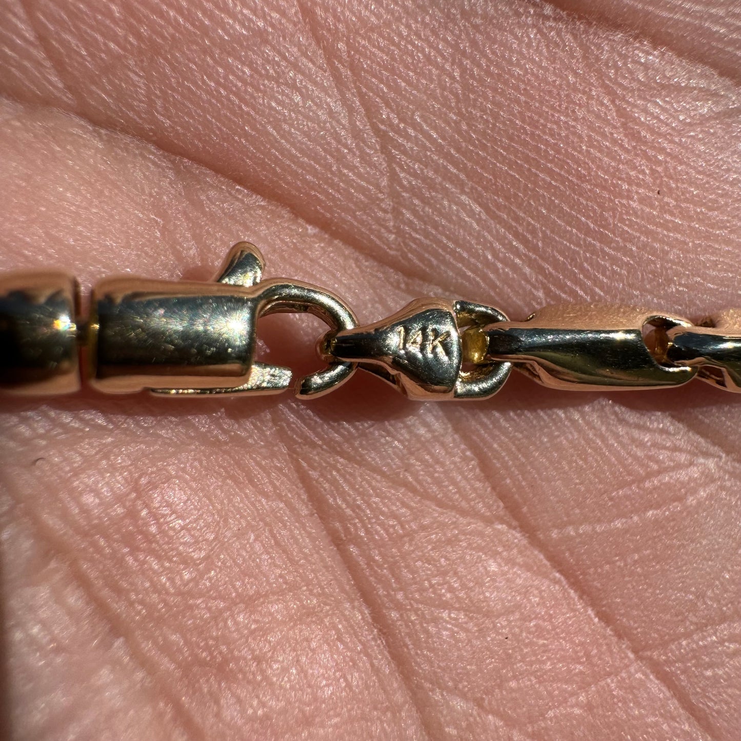 Vintage Solid 14k Yellow Gold Fish Eye Link Necklace (20.25”)