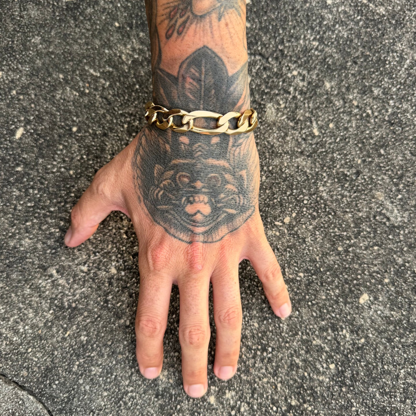 Vintage Solid 14k Yellow Gold Heavyweight Figaro Link Bracelet (8”)