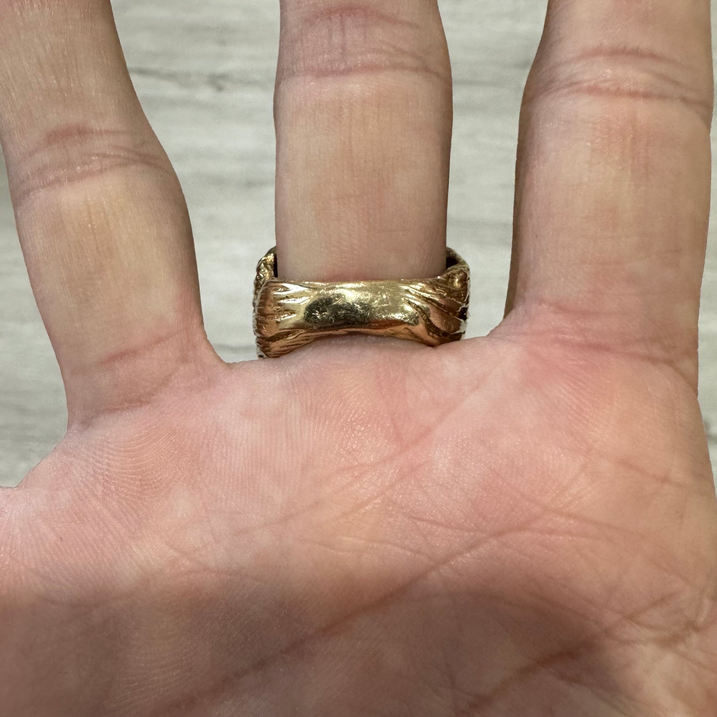 Vintage Custom Made Solid 14k Yellow Gold Natural VS Diamond Heavyweight Dionysus Greek God Ring (11)