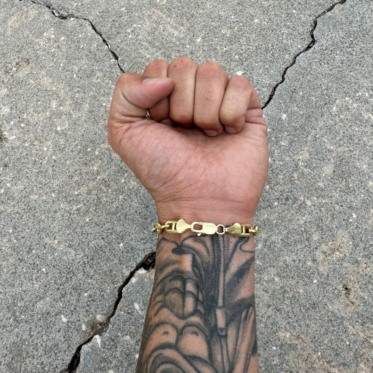 Brand New Solid 14k Yellow Gold Heavyweight Knife Edged Chaine D’Ancre Link Bracelet (8.5”)