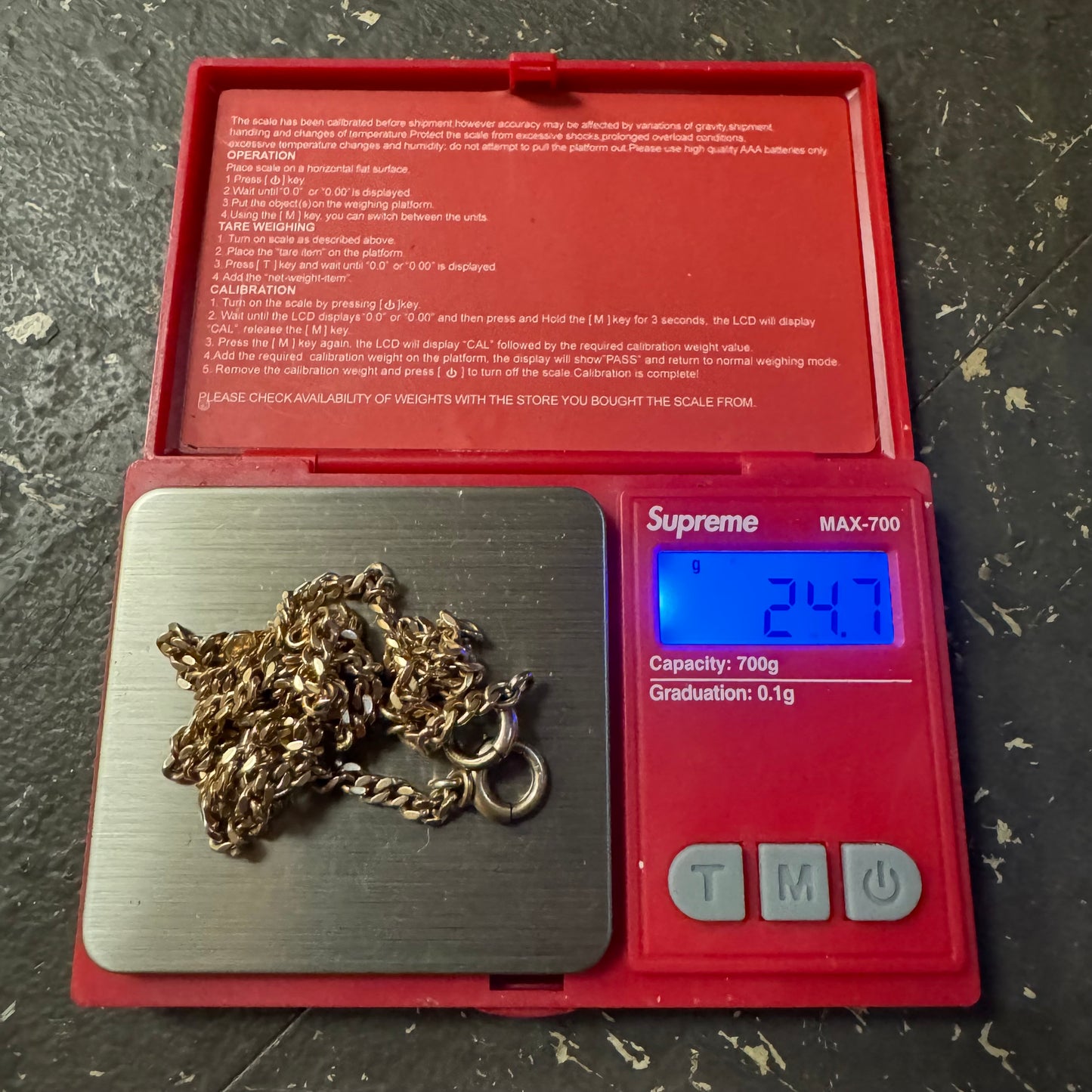 1918 Solid 14k Gold Watch Chain (22.5”)