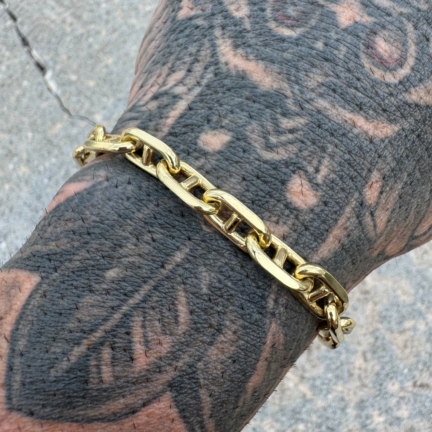 Brand New Solid 14k Yellow Gold Heavyweight Knife Edged Chaine D’Ancre Link Bracelet (8.5”)