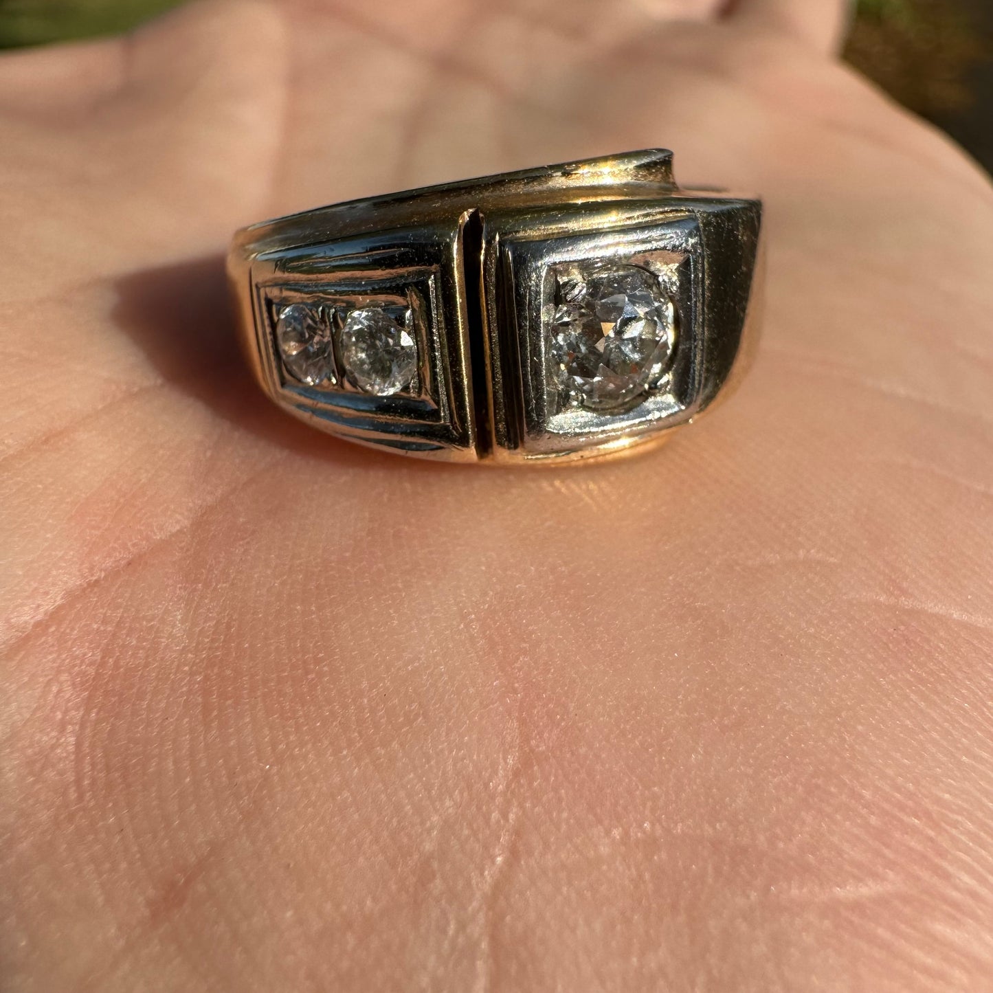 1930’s Art Deco 14k .75CTW Natural VS Quality Old Euro Cut Diamond Gents Ring (8.5)