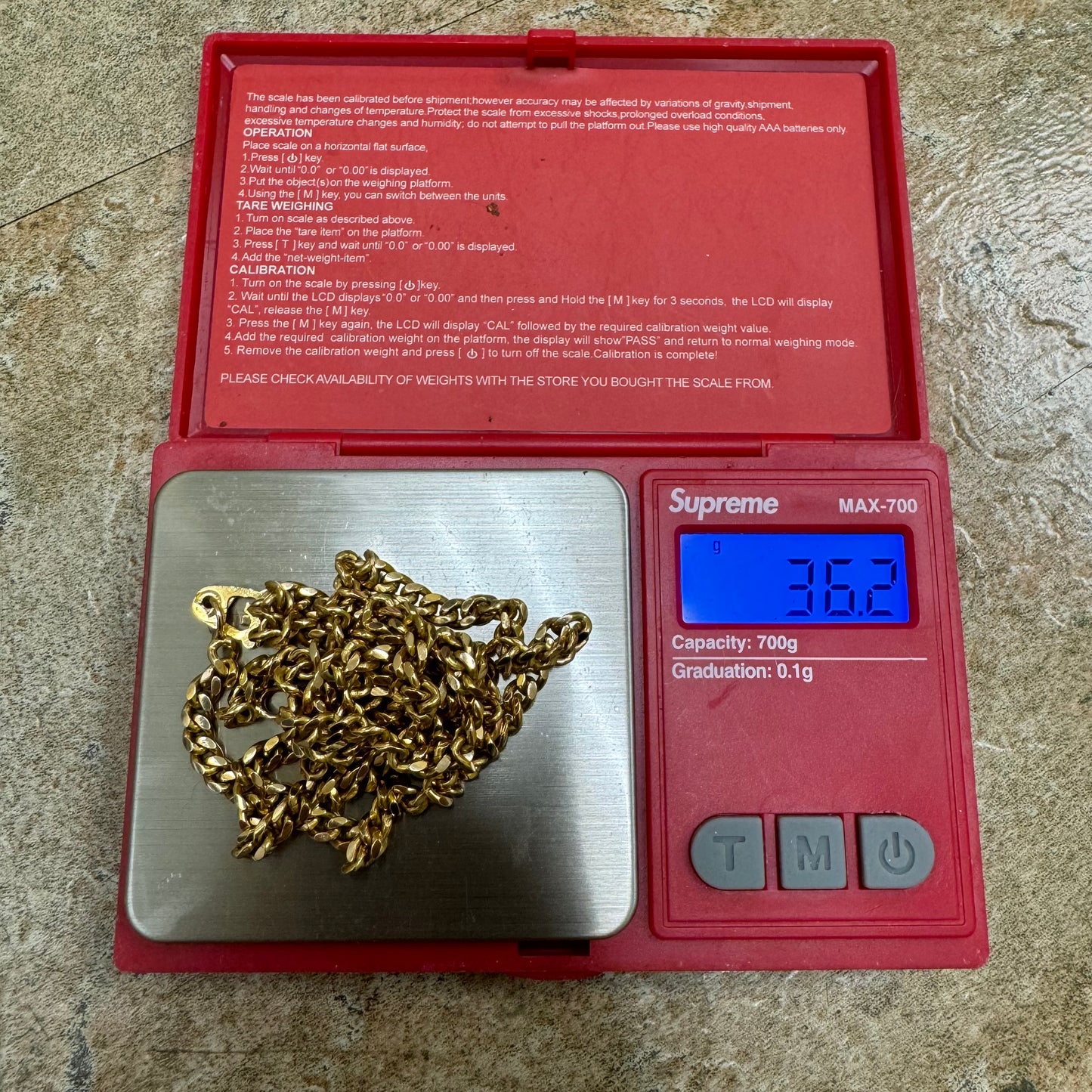 Mid-Century Solid 18k Yellow Gold Heavyweight Cuban Curb Link Necklace (25.5”)