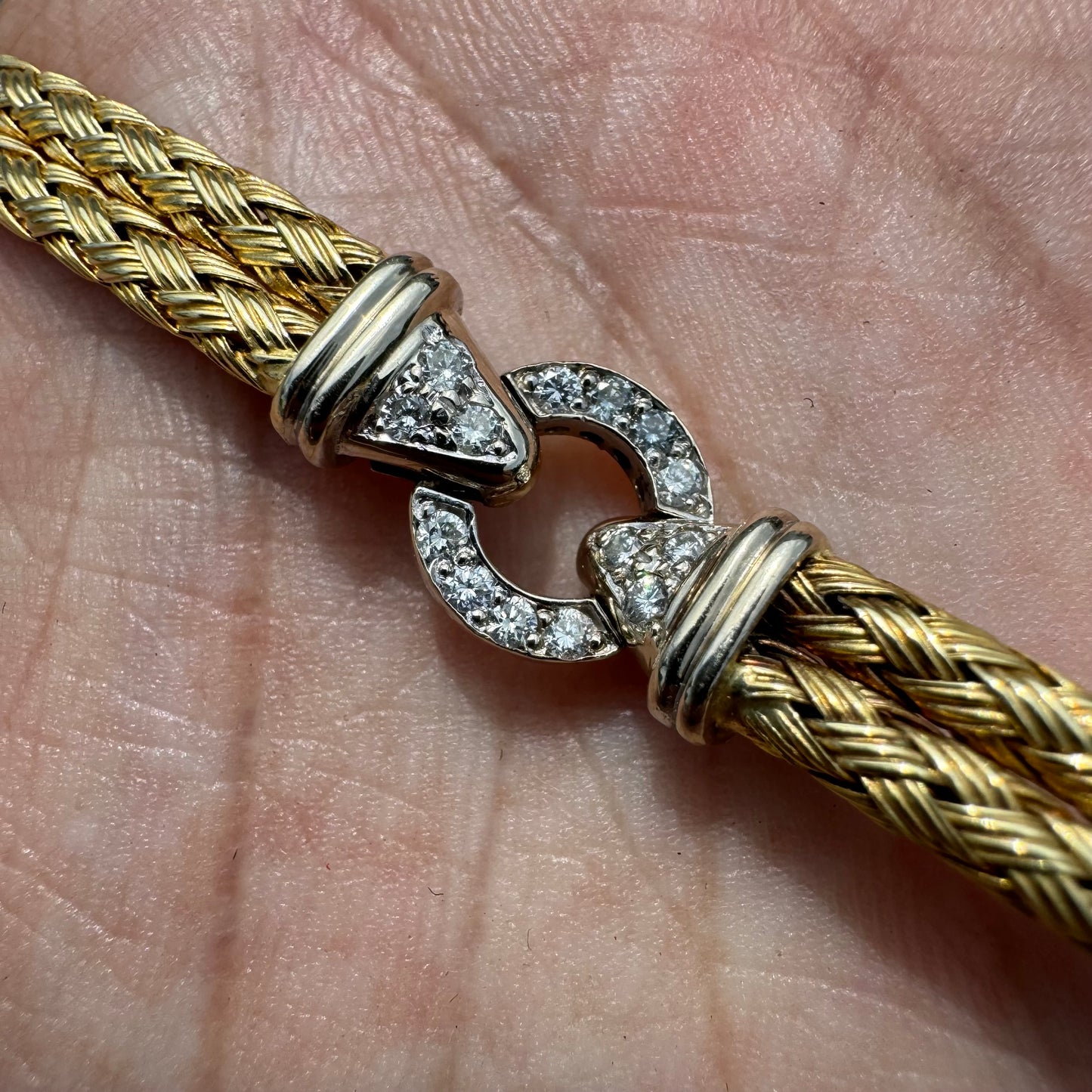 High End 14k Gold 1.4CTW Natural VS Diamond Mesh Link Bracelet By Daniel W. (7.5”)
