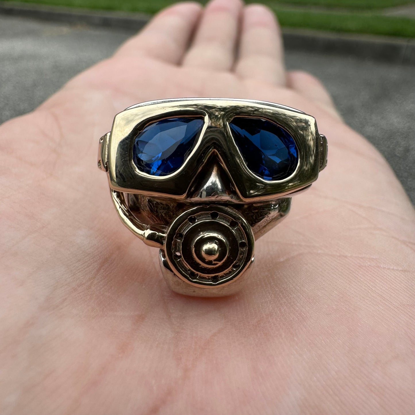 Custom Made 14k Yellow Gold And Sterling Silver Divers Mask Ring By Florida Key’s Jewelery (10)