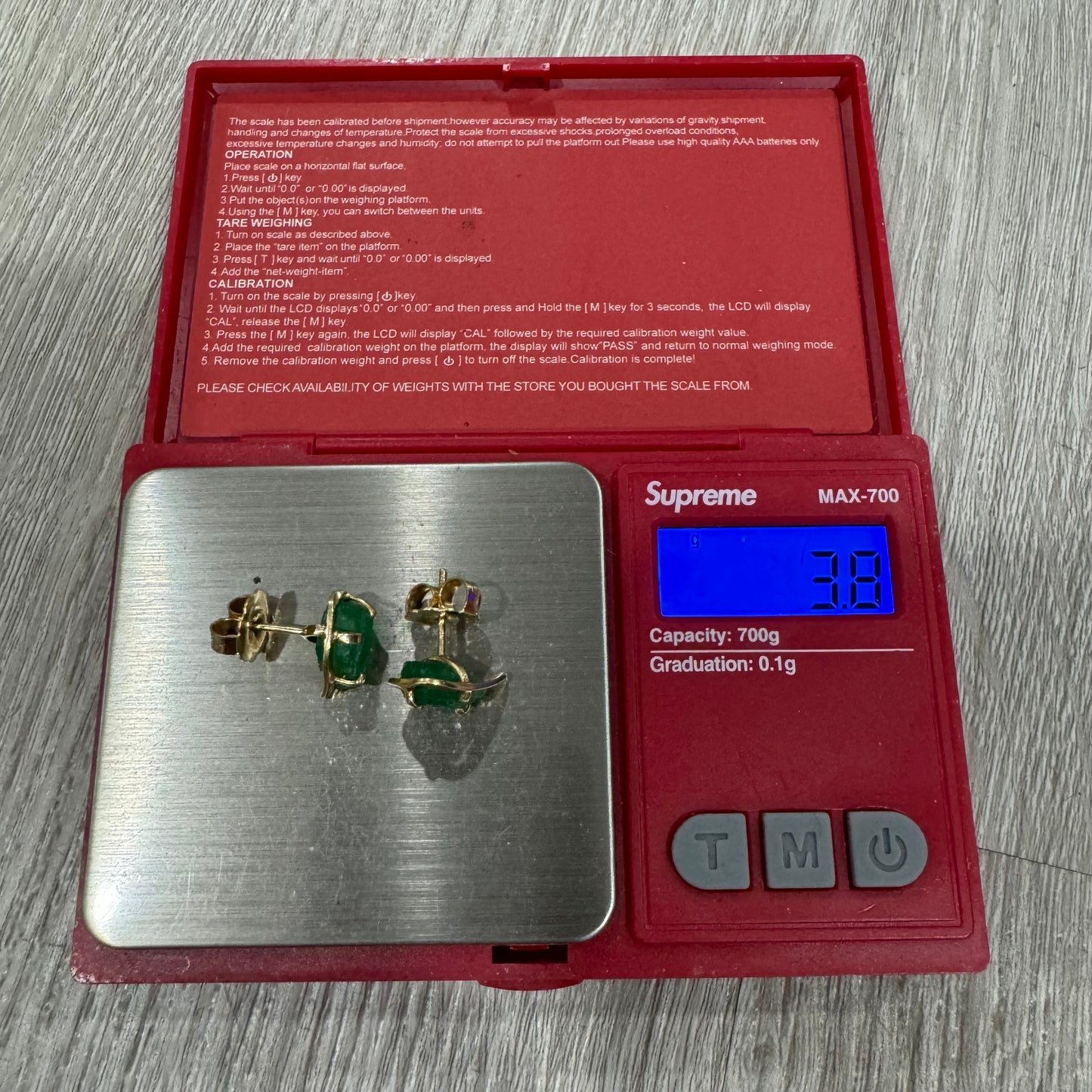 Custom 14k Yellow Gold Large 8.0ctw Raw Columbian Emerald Studs