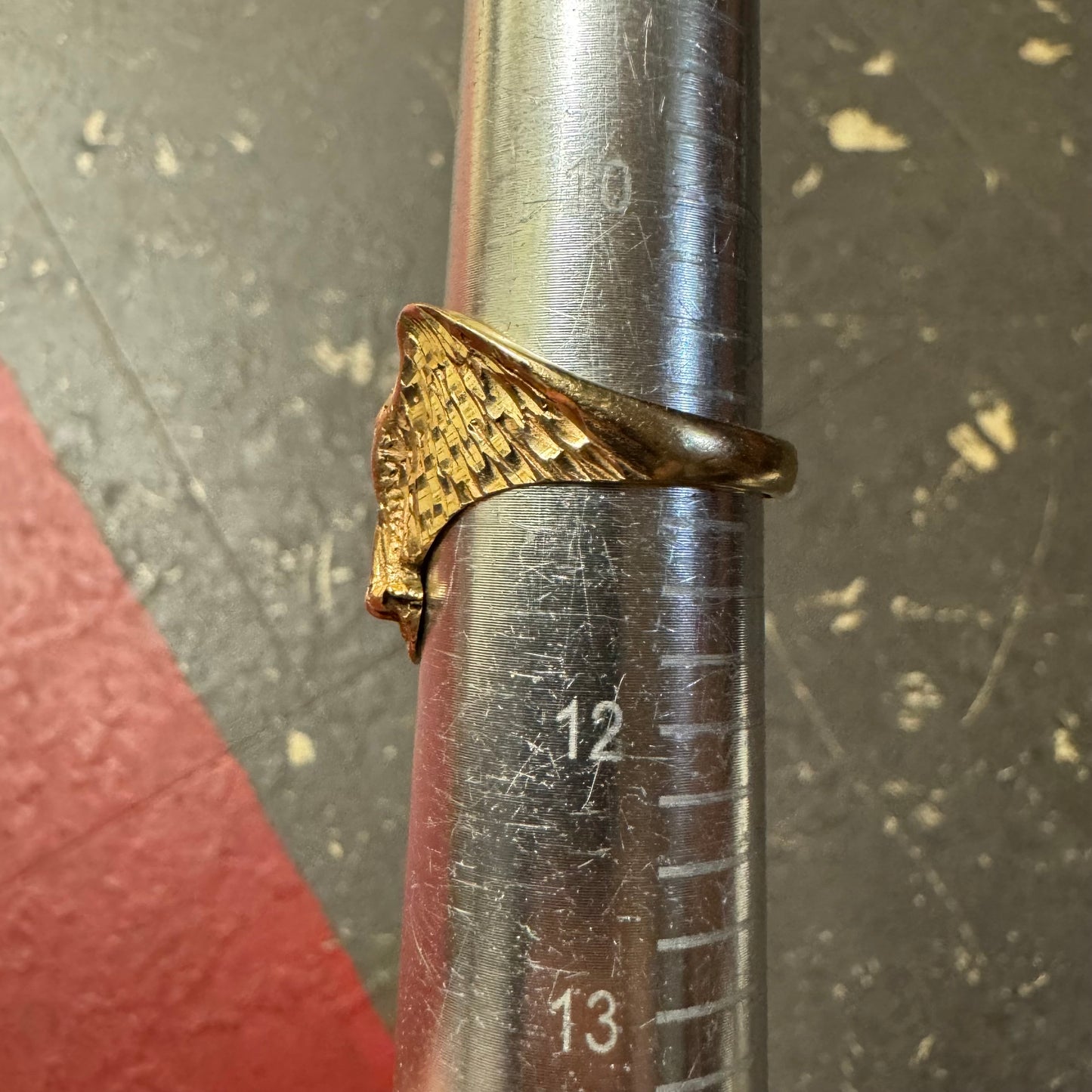 1970’s Solid 14k Yellow Gold Ruby Encrusted Old Americana Eagle Ring (11)