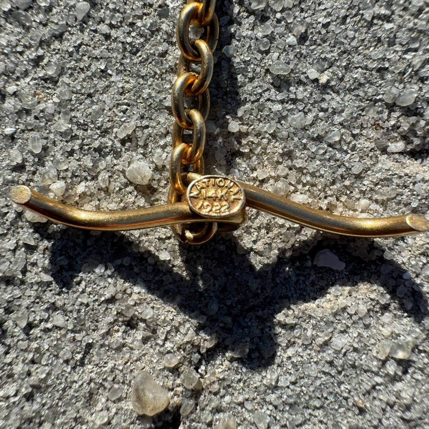 1922 Solid 14k Buttery Yellow Gold Sliding Double Albert Curb Link Watch Chain Necklace (22.25”)