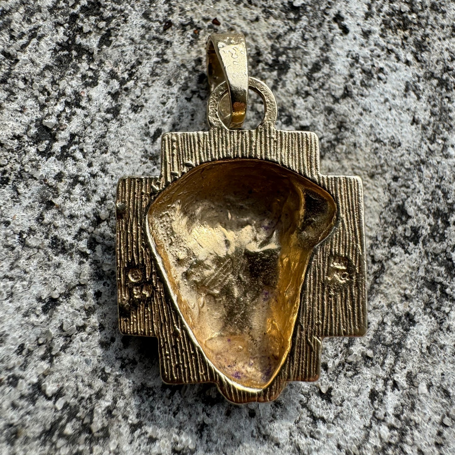 1984 Solid 14k Yellow Gold 3D High Relief Brutalist Jesus Piece Pendant