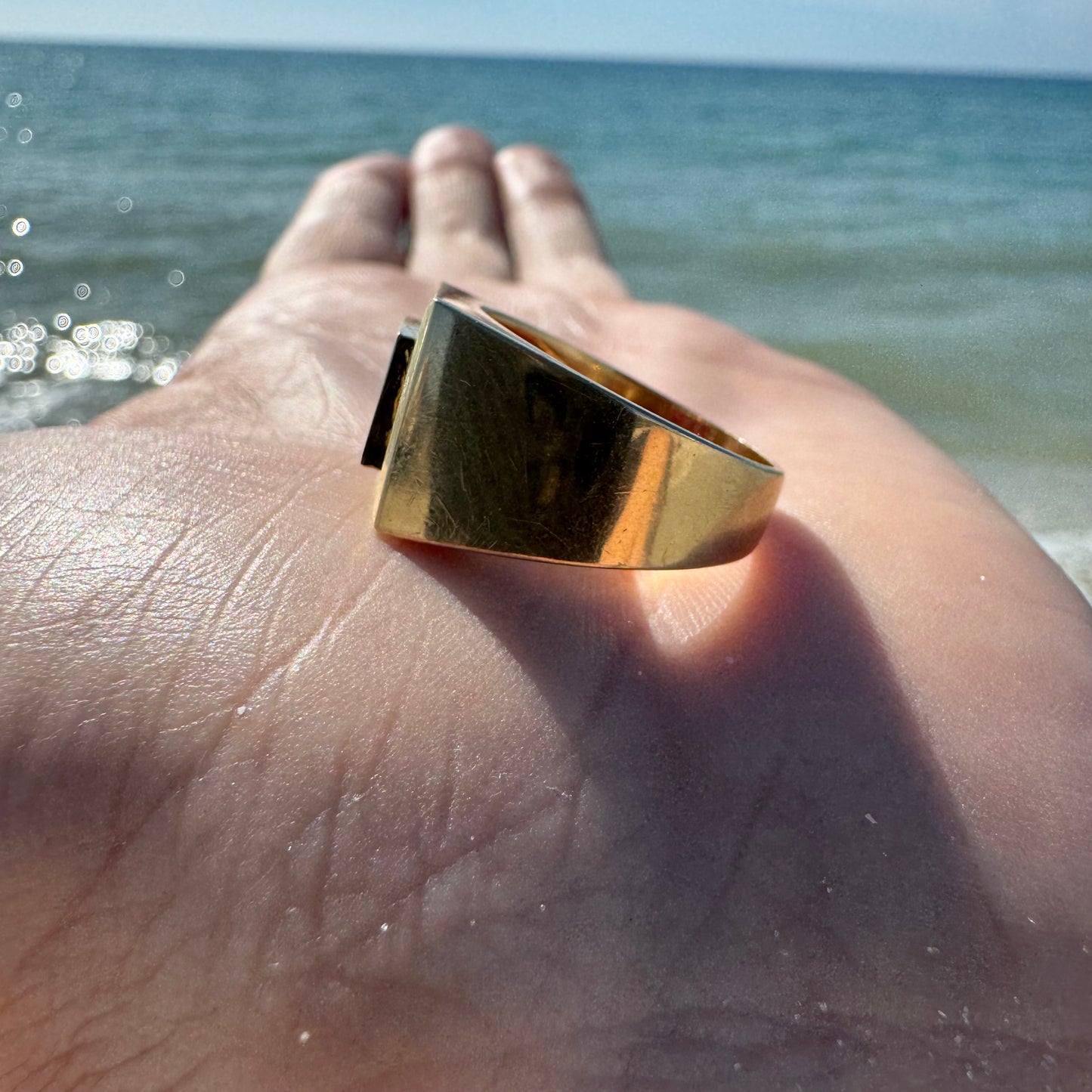 1980’s 14k Plumb Yellow Gold 1.0CTW Natural Diamond & .50CTW Ruby Signet Ring (10)
