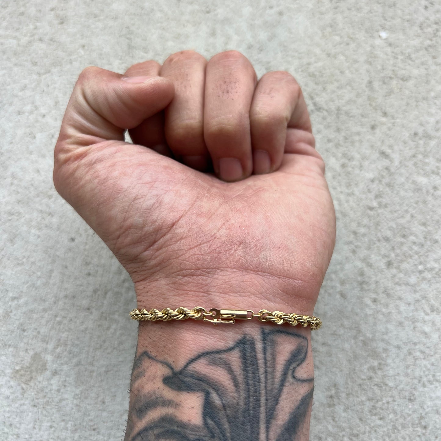 Vintage Solid 14k Yellow Gold Chunky Rope Bracelet (8.25”)