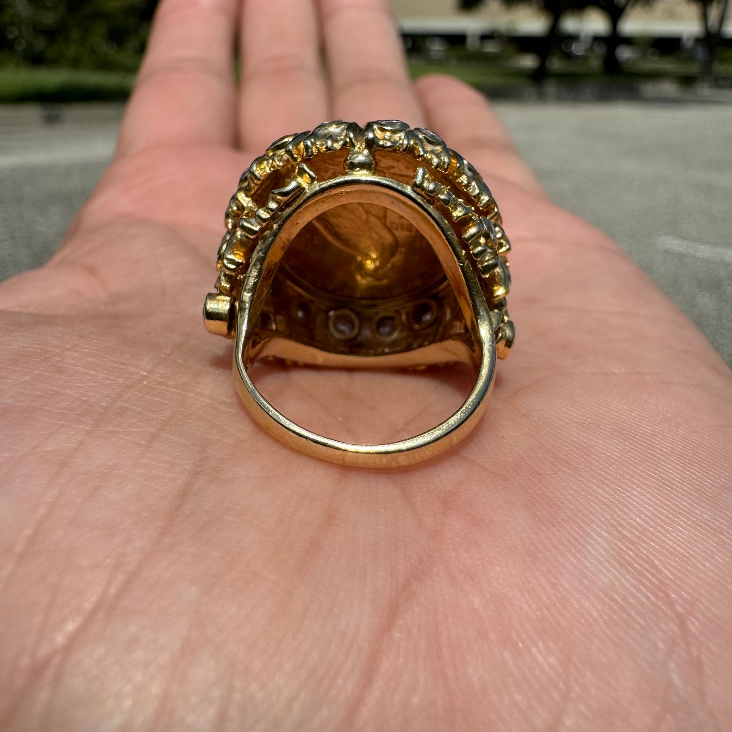1925 $2.50 Indian Head Gold Coin 14k Yellow Gold 1.25ctw Natural VS Diamond Brutalist Ring (5)