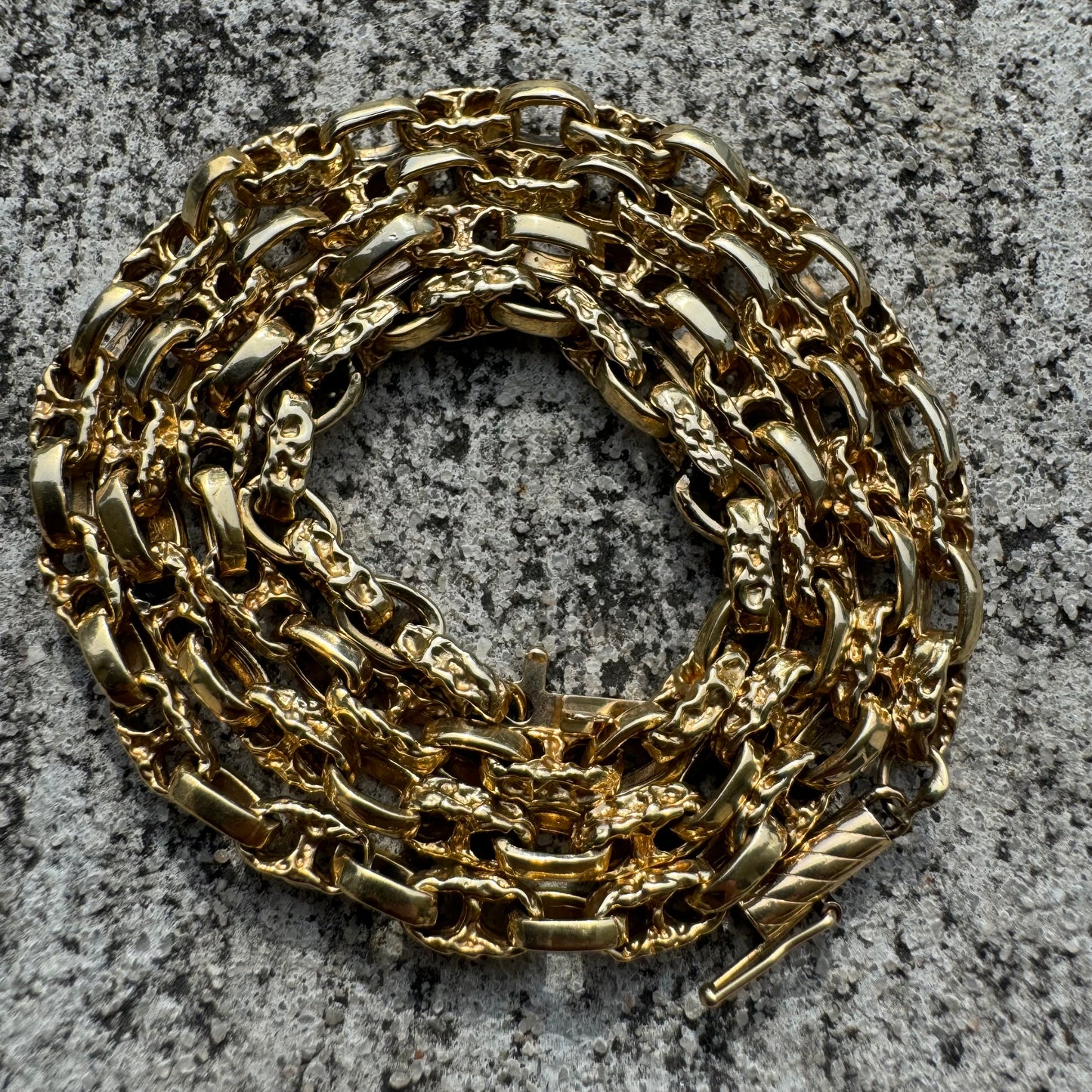1980’s Solid 14k Yellow Gold Brutalist Chaine D’Ancre Mariner Link Necklace (18.5”)