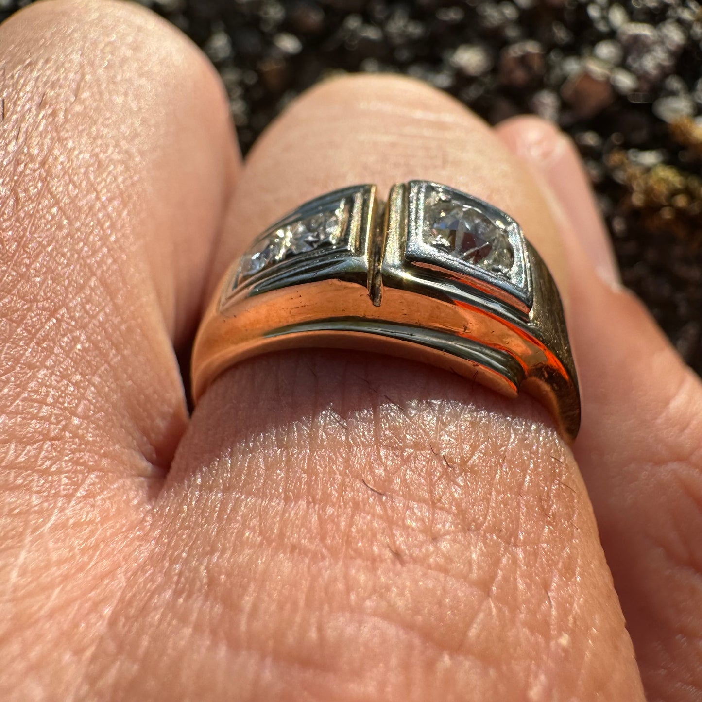 1930’s Art Deco 14k .75CTW Natural VS Quality Old Euro Cut Diamond Gents Ring (8.5)