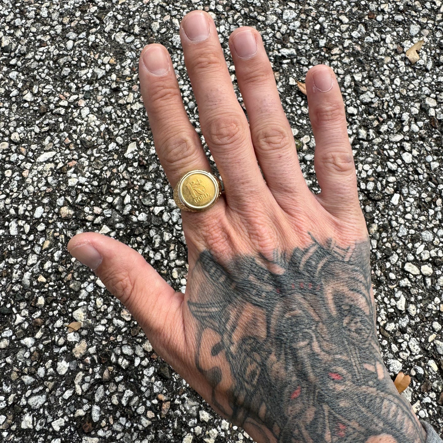 Vintage 24k Gold Credit Suisse Coin 14k Nugget Ring (8.75)