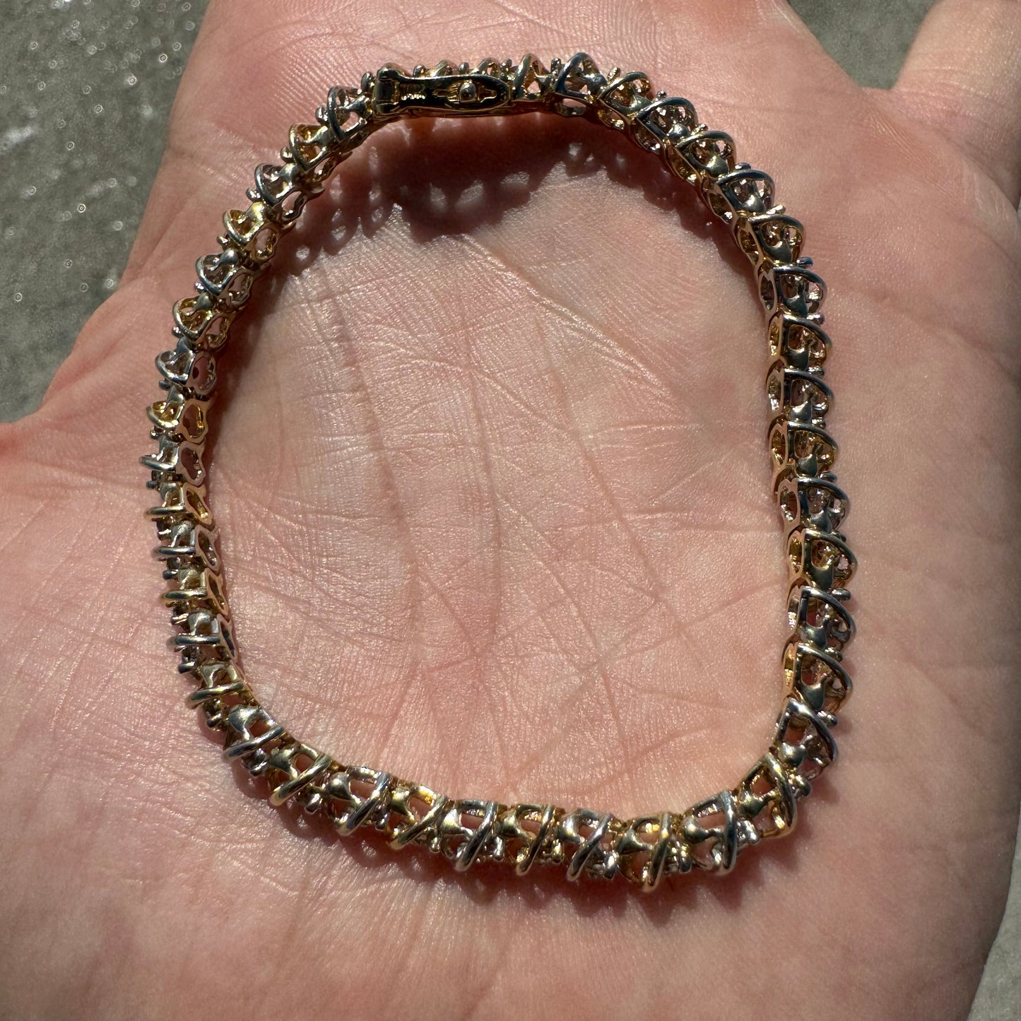 Vintage 14k Two-Tone 2.0CTW Natural Diamond S-Link Tennis Bracelet (7”)
