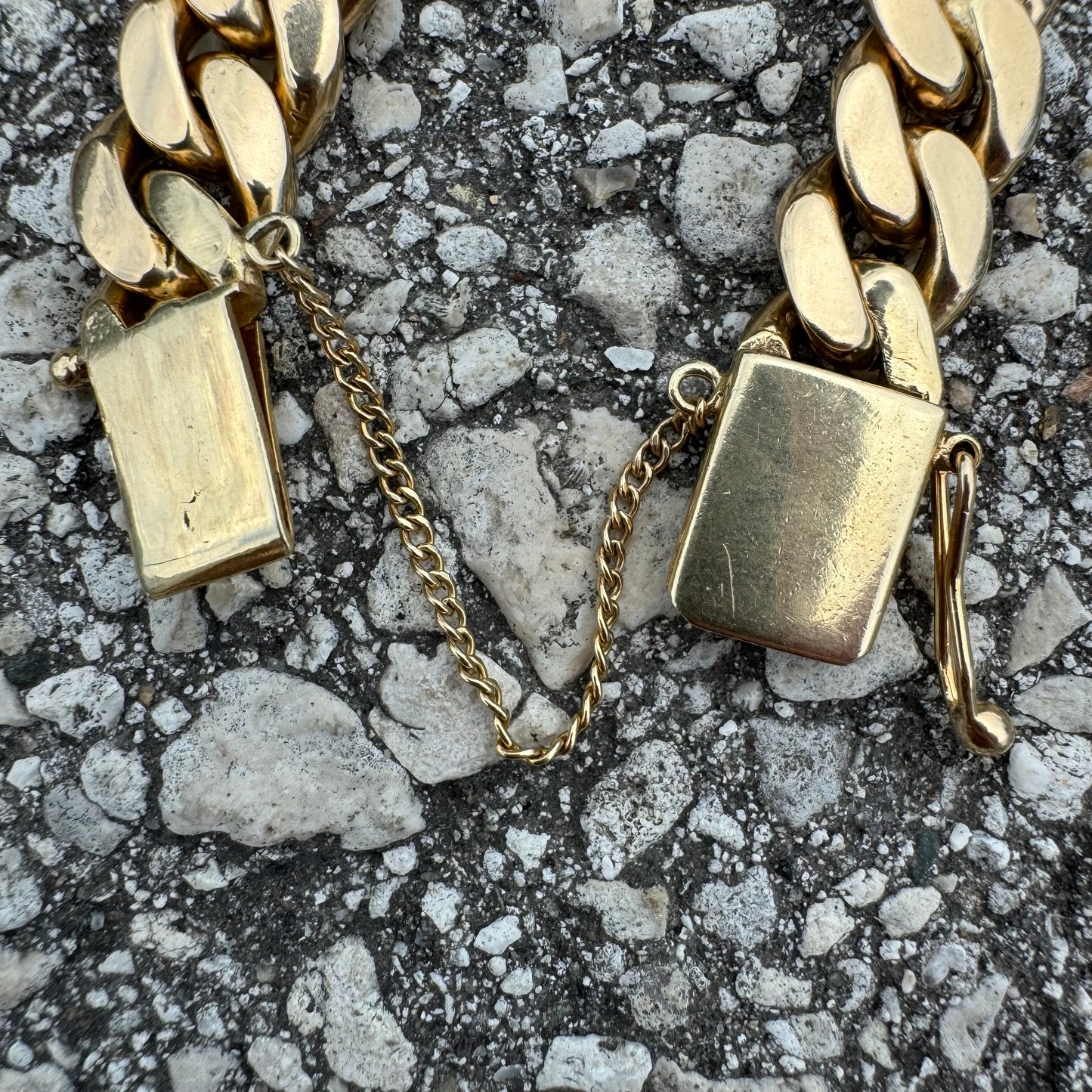 Mid-Century Solid 18k Yellow Gold Super Heavyweight Old School Miami Cuban Link Bracelet (7.75”)