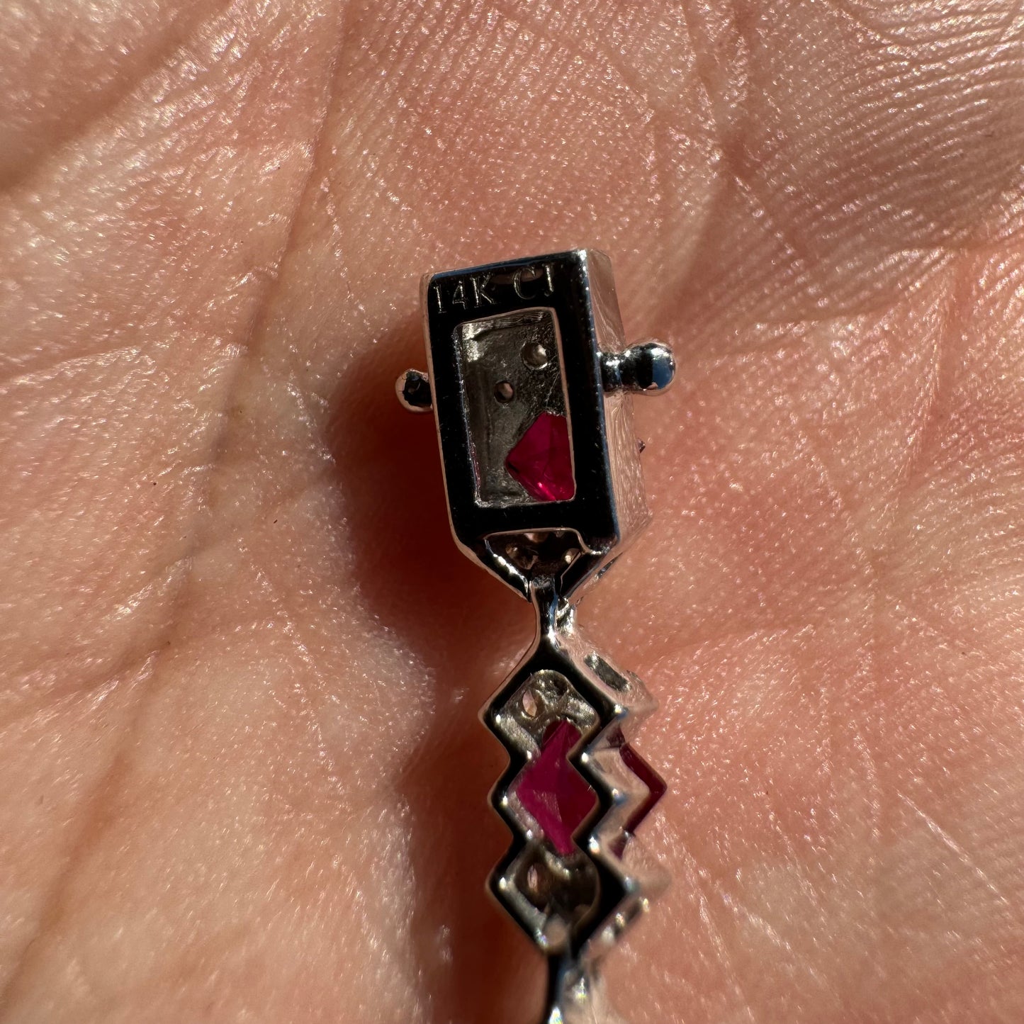 Brand New 14k White Gold 4.8ctw Natural Pigeon Blood Burmese Ruby And 1.5ctw Natural VS Diamond Bracelet (7.25”)