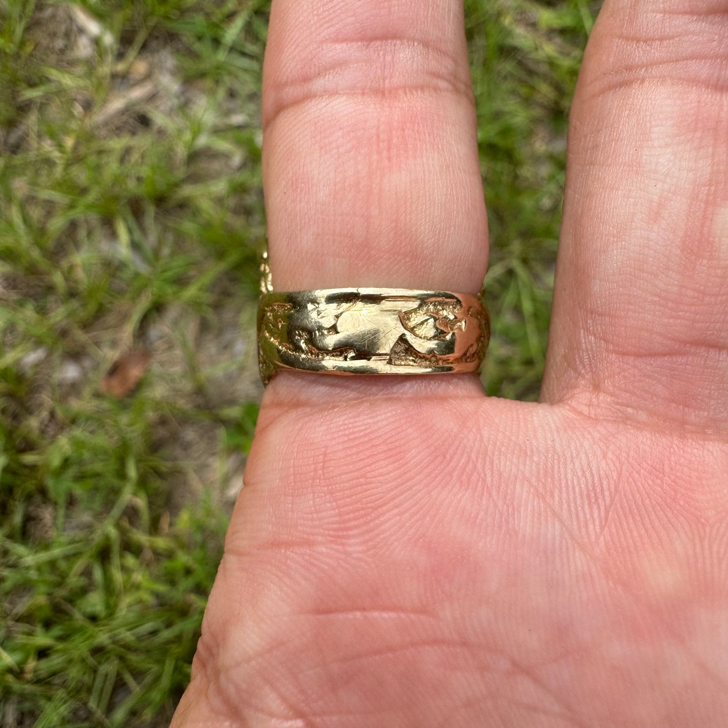 Vintage Solid 14k Yellow Gold Large Heavyweight Medusa Rodanini Ring (9)