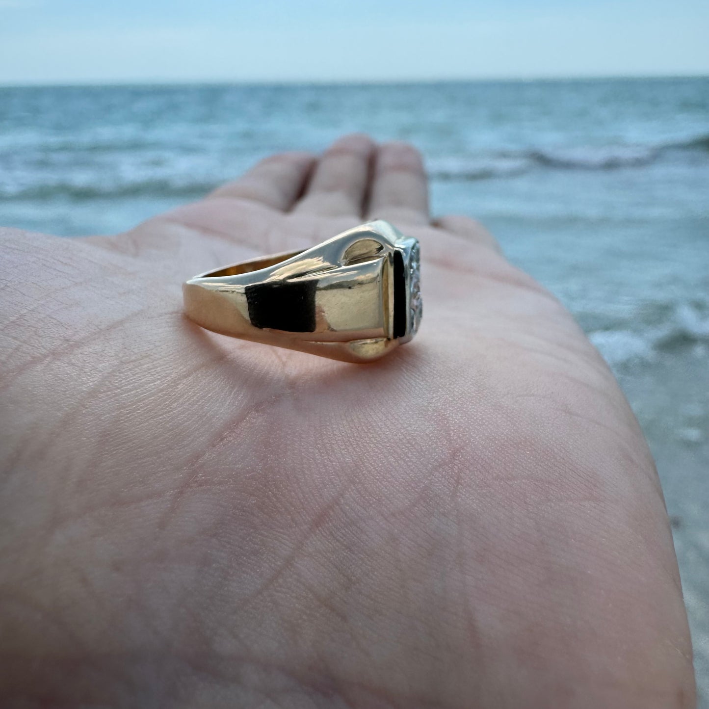 Mid-Century 14k Yellow Gold .45CTW Natural VS Diamond Cluster Ring (6.5)